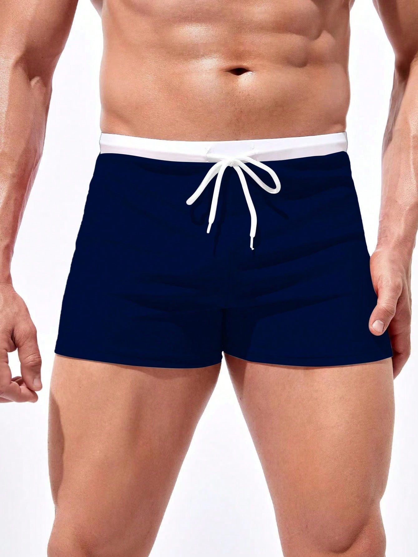 Men Drawstring Waist Swim Trunks For Summer