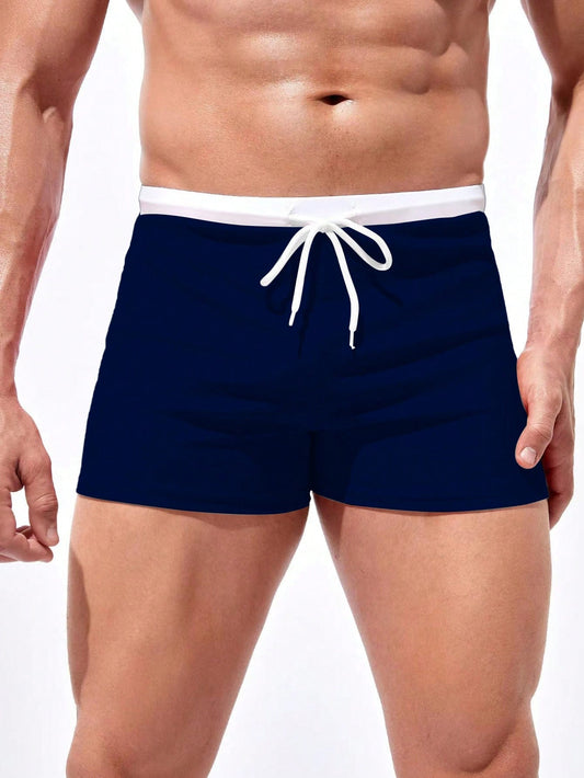 Men Drawstring Waist Swim Trunks For Summer