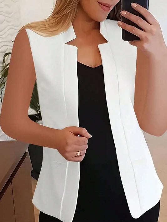 Women's Summer Solid Color Sleeveless Daily Commuting Suit Jacket