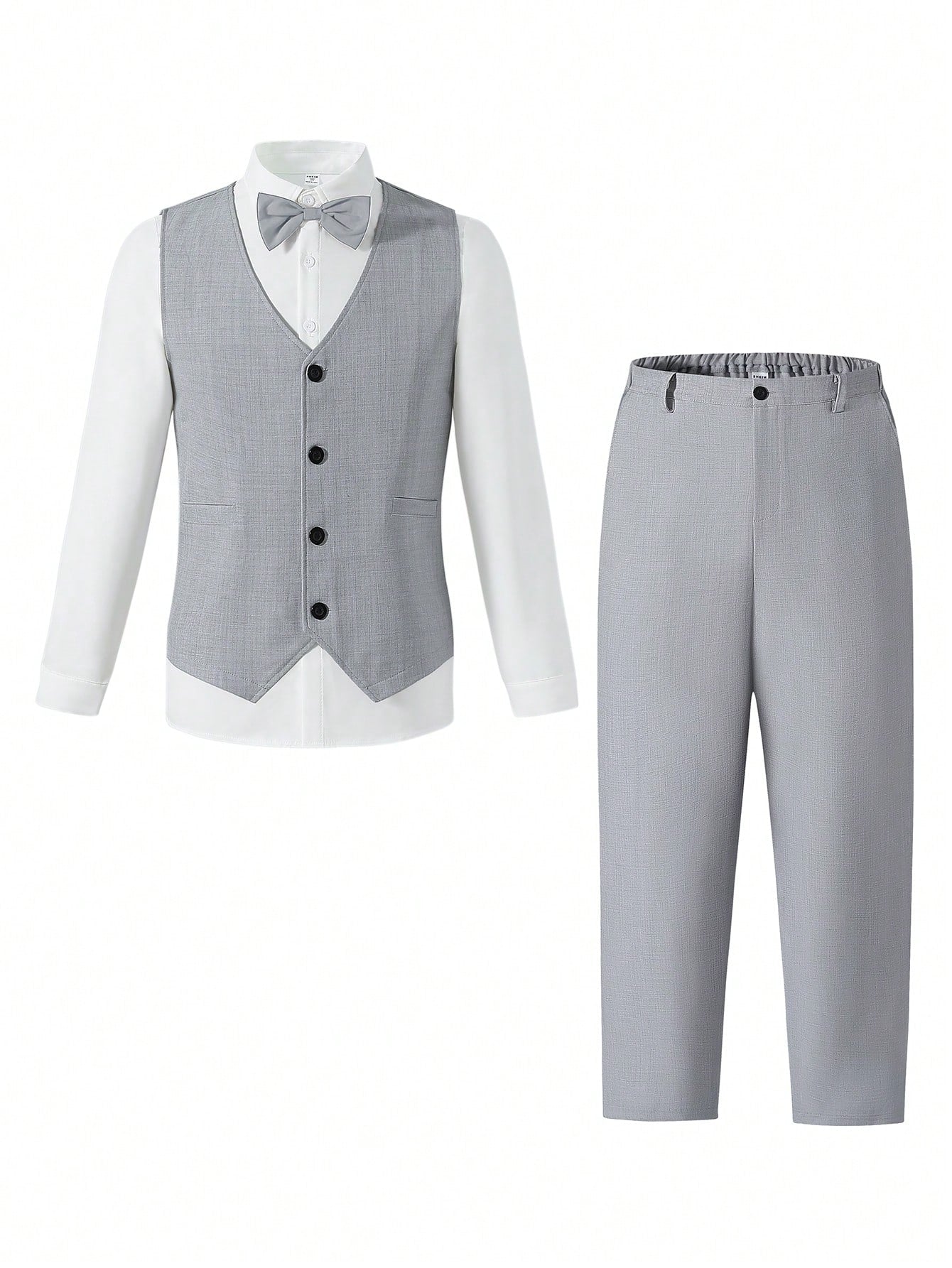 2pcs Teen Boy Light Colored Suit Vest And Pants Set, Suitable For Parties, Weddings And Back To School Season