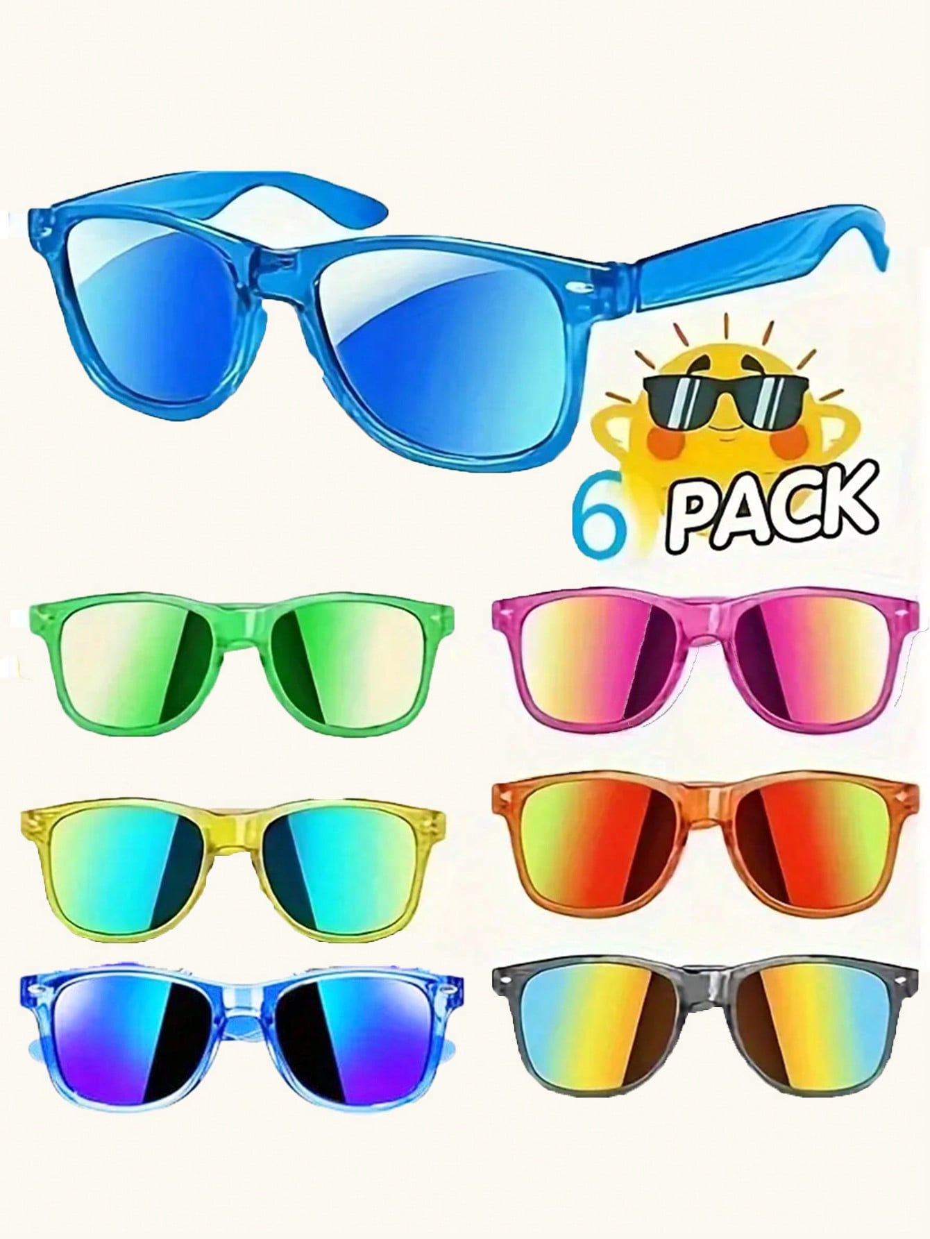 6/12pairs, Y2K Cool Fantasy Classic Fashion Glasses, Color Matching Style, For Boys Girls Outdoor Sports Party Vacation Travel Supplies Photo Props