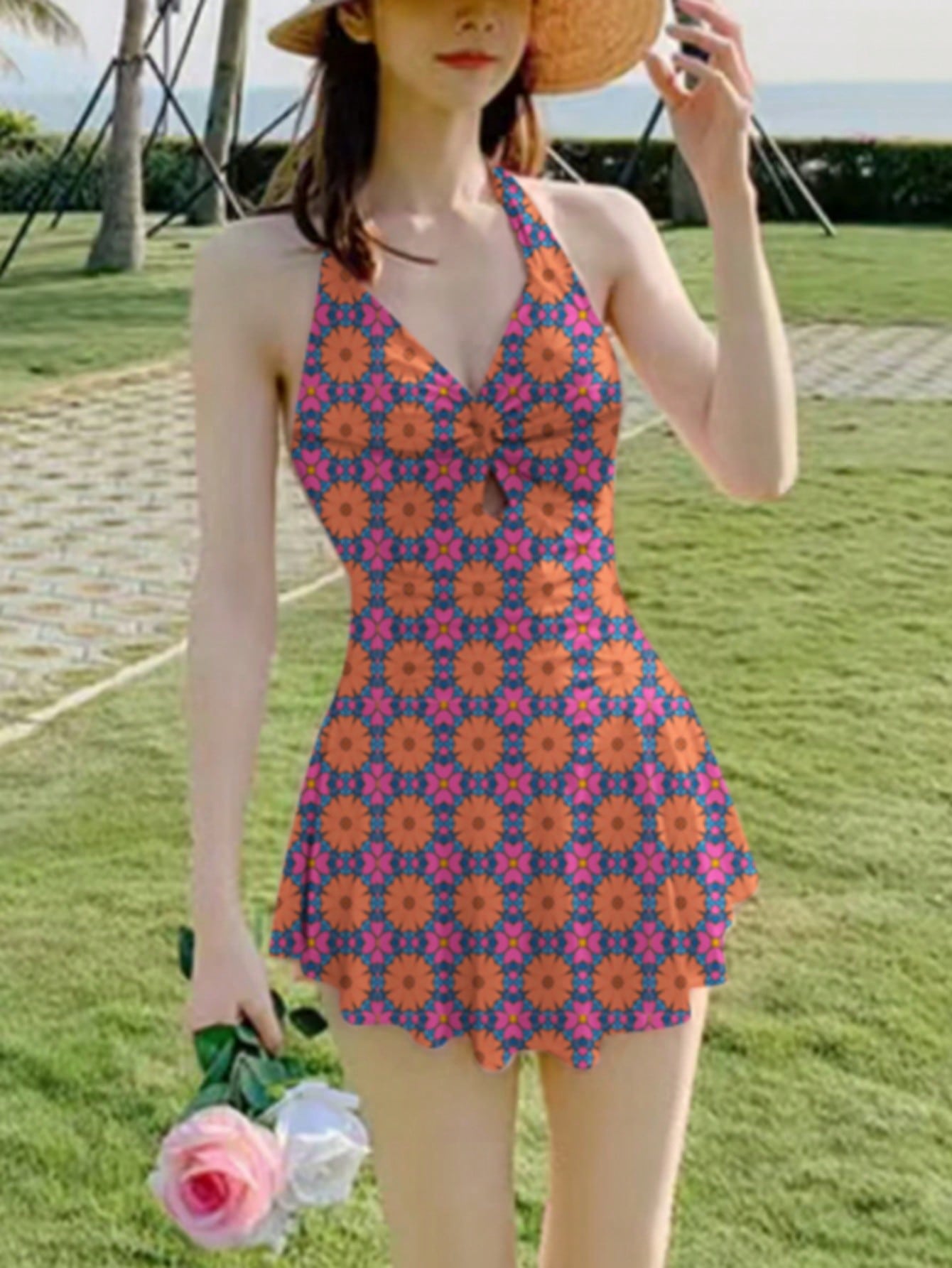 Women Conservative Skirted  Swimsuit, Tummy Control And Slimming, 2024 New Fashionable Swimwear