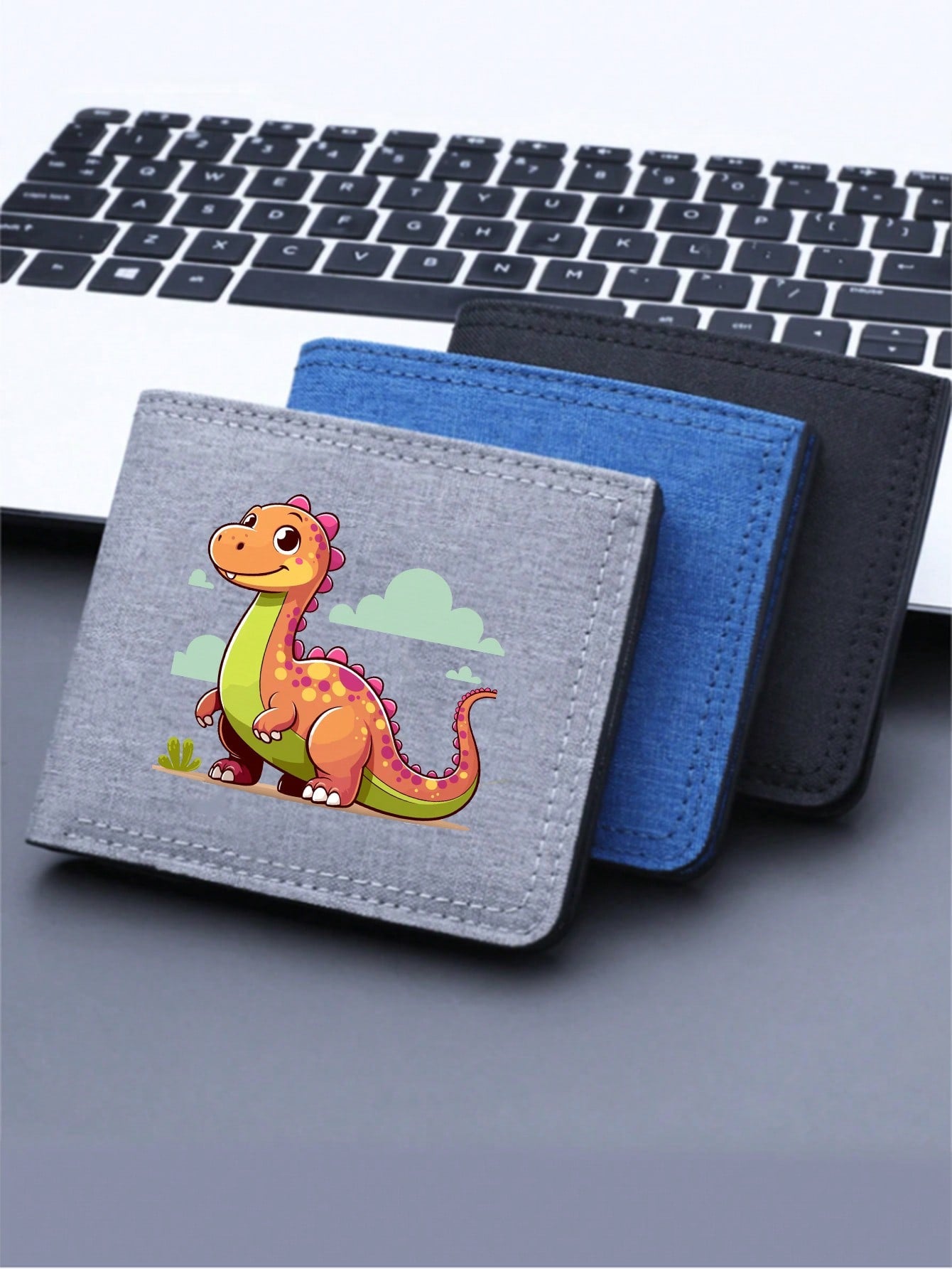 1pc Dinosaur Unicorn Printed Canvas Wallet, Dual Wallet With Credit Card Holder, Lightweight And Portable Multi-Card Slot Wallet