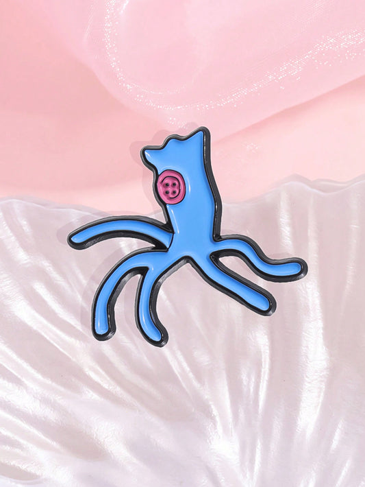 1pc Cartoon Blue Octopus Enamel Pins Custom Movie Anime Characters Brooches Lapel Badges Animal Jewelry Gift For Friends