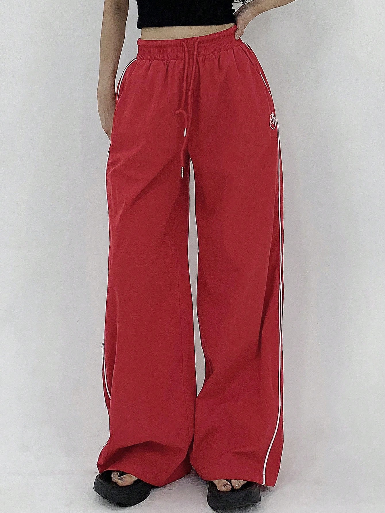 Women's Side Striped Drawstring Waist Long Pants