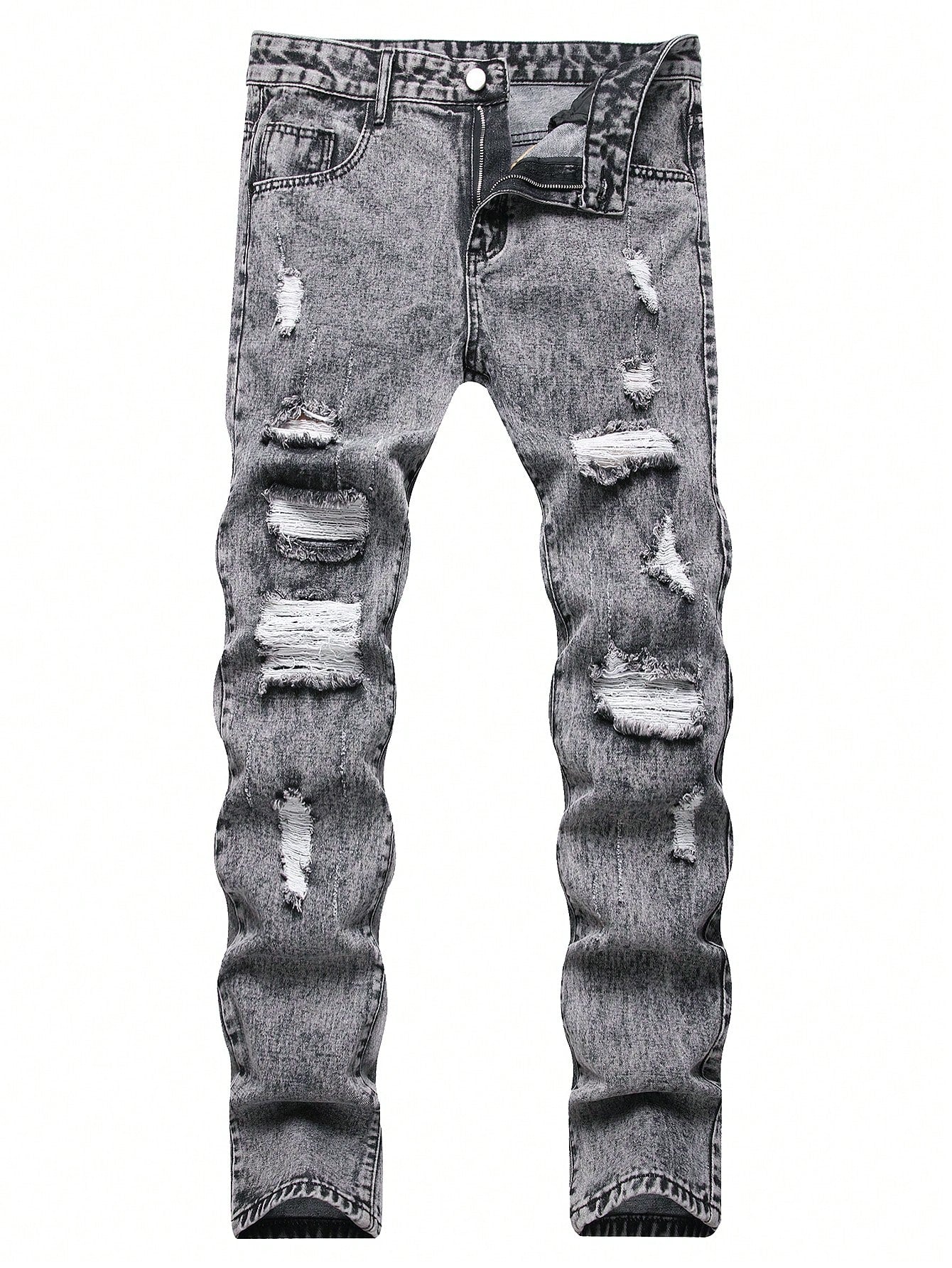 Men's Slim Straight Leg Distressed Denim Jeans