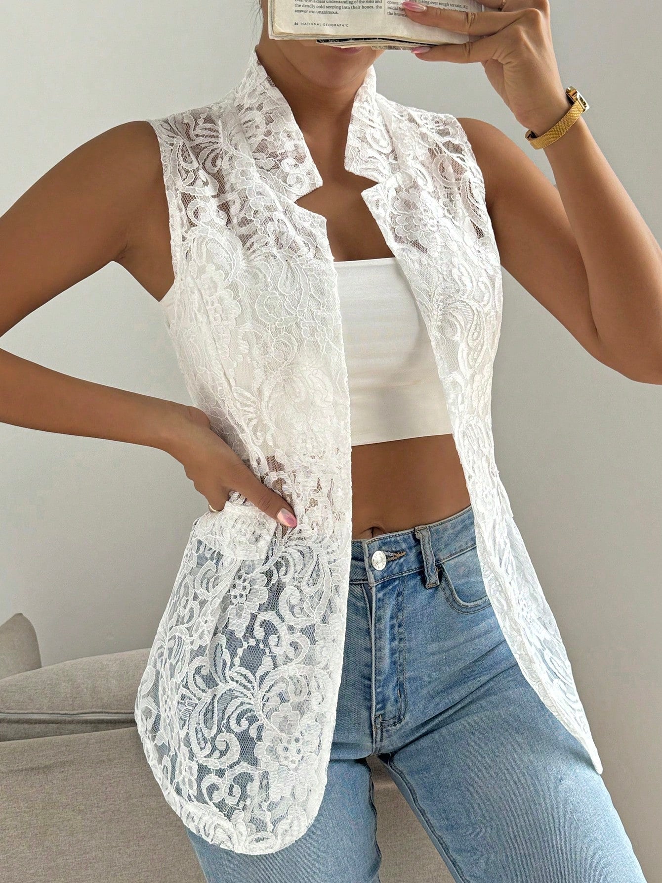 Women's Sleeveless Lace Stylish Summer Blazer