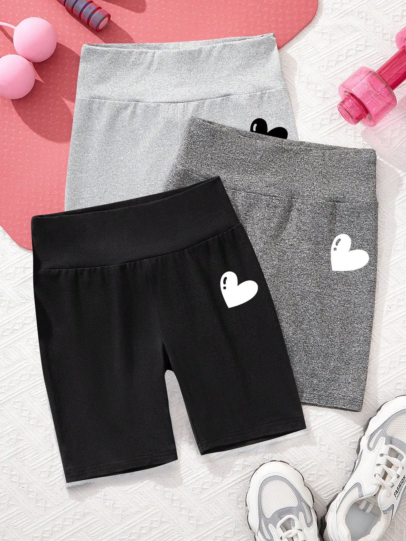 Tween Girl Casual Simple Heart Pattern Leggings Suitable For Spring And Summer