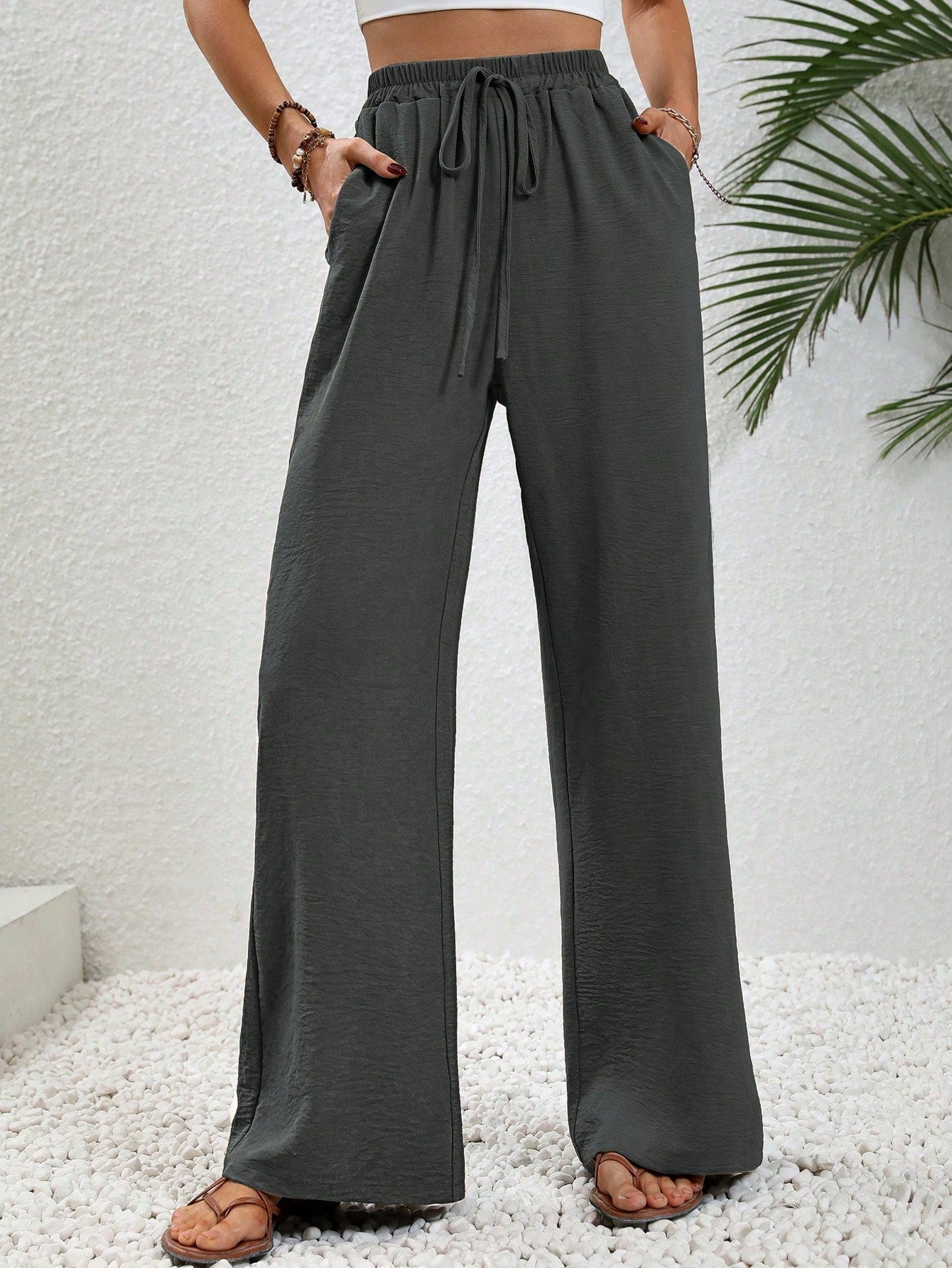 Women's Tie-waist Pants With Pockets