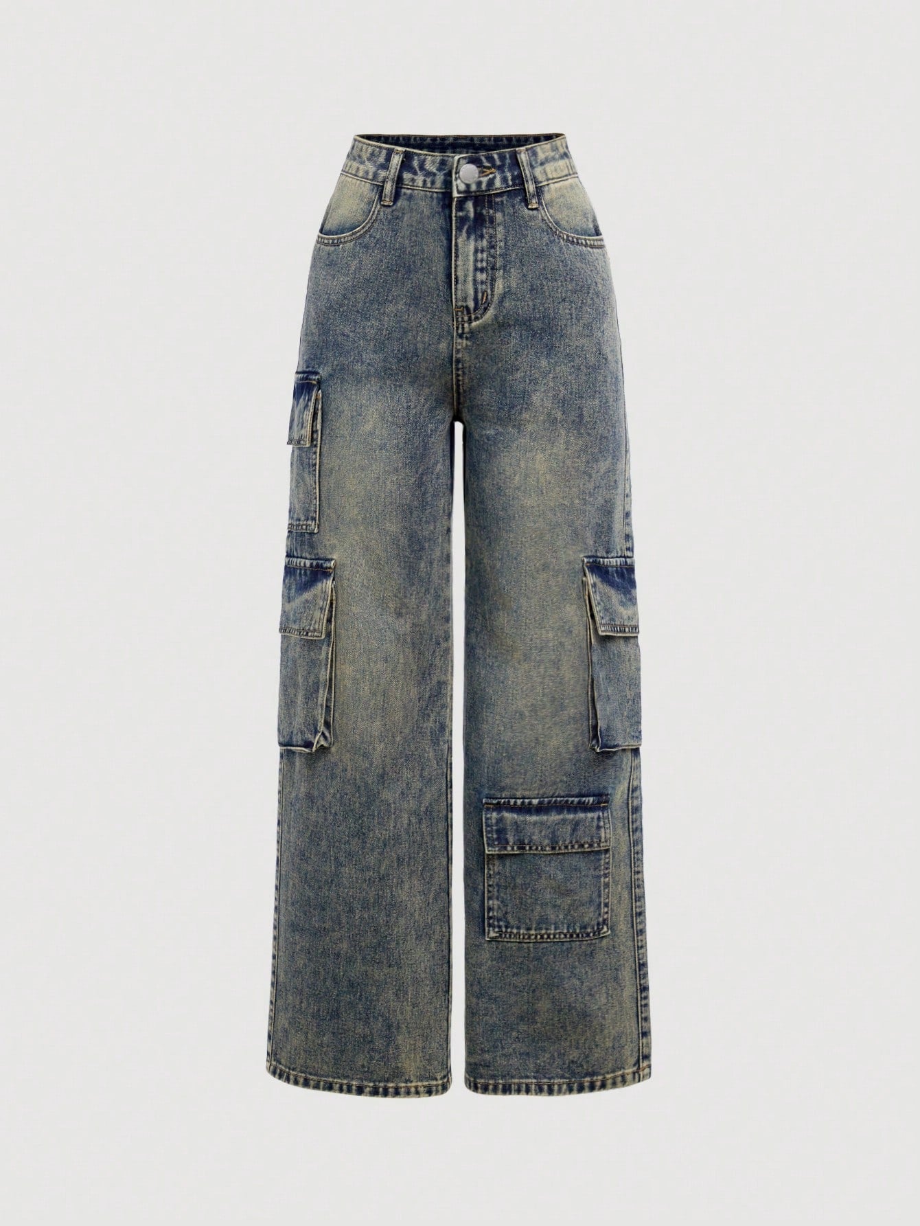 Teenage Girls' Cargo Style Denim Trousers With Pockets