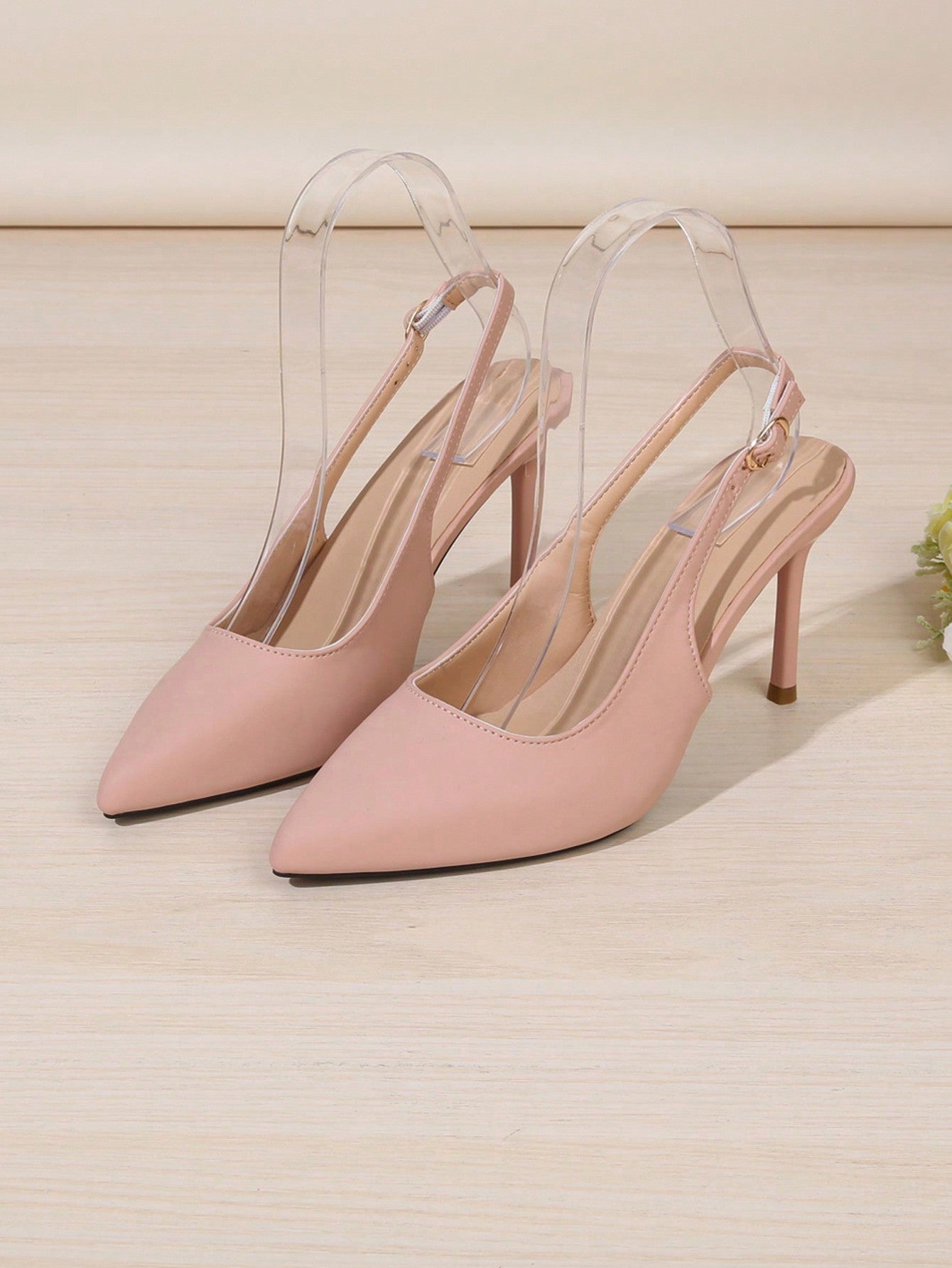 New Spring Summer Women's Closed Toe High-Heeled Sandals With Ankle Strap, Trendy Mesh Design And Thin Heels, Beige Color