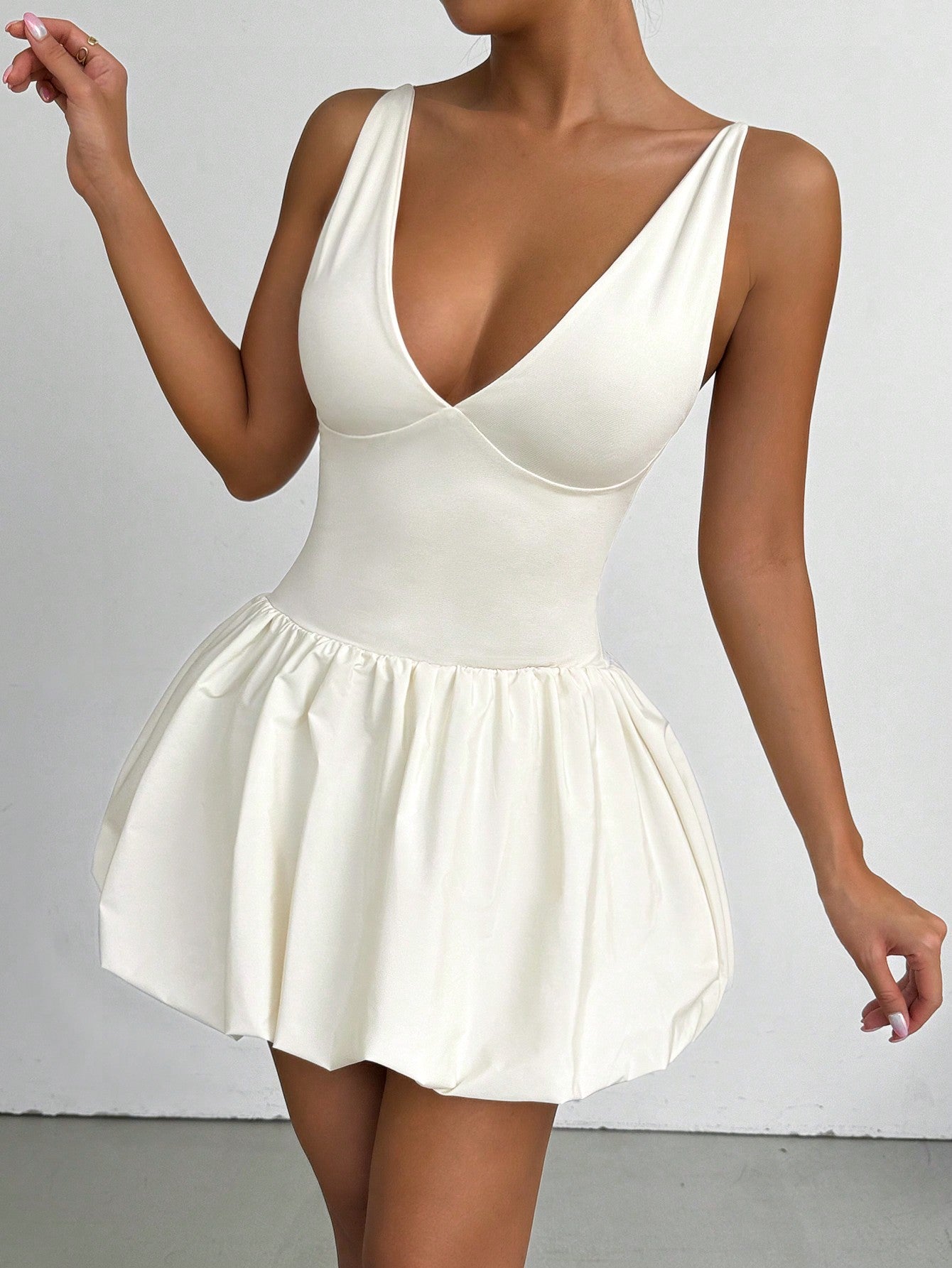 Glamour Deep V-Neck Cami Bud Dress