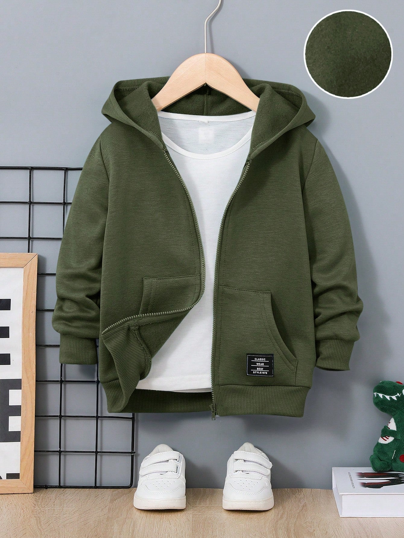 Young Boys' Casual Comfortable Hooded Zip-Up Sweatshirt