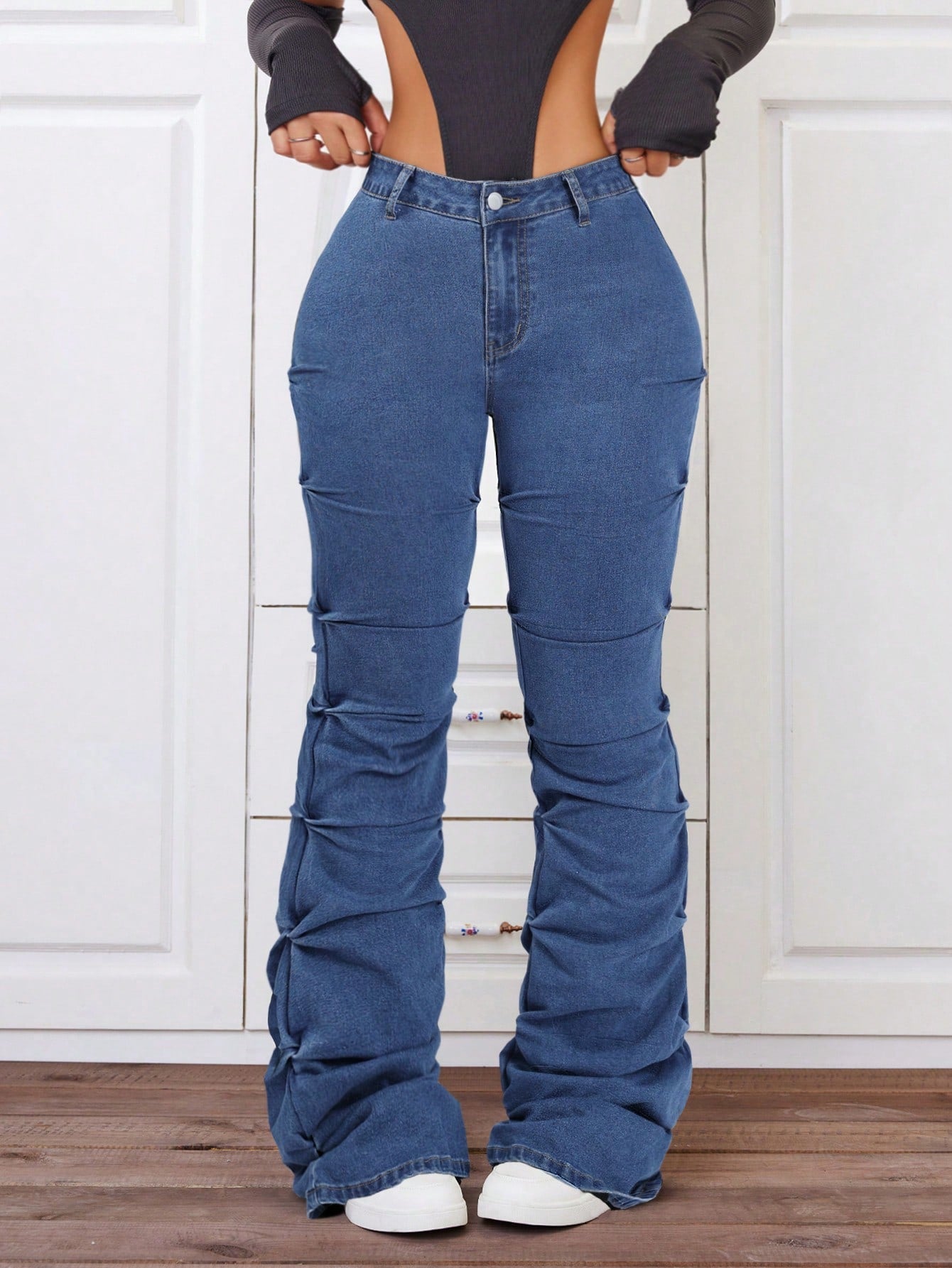 Denim High Waist Flare Pants