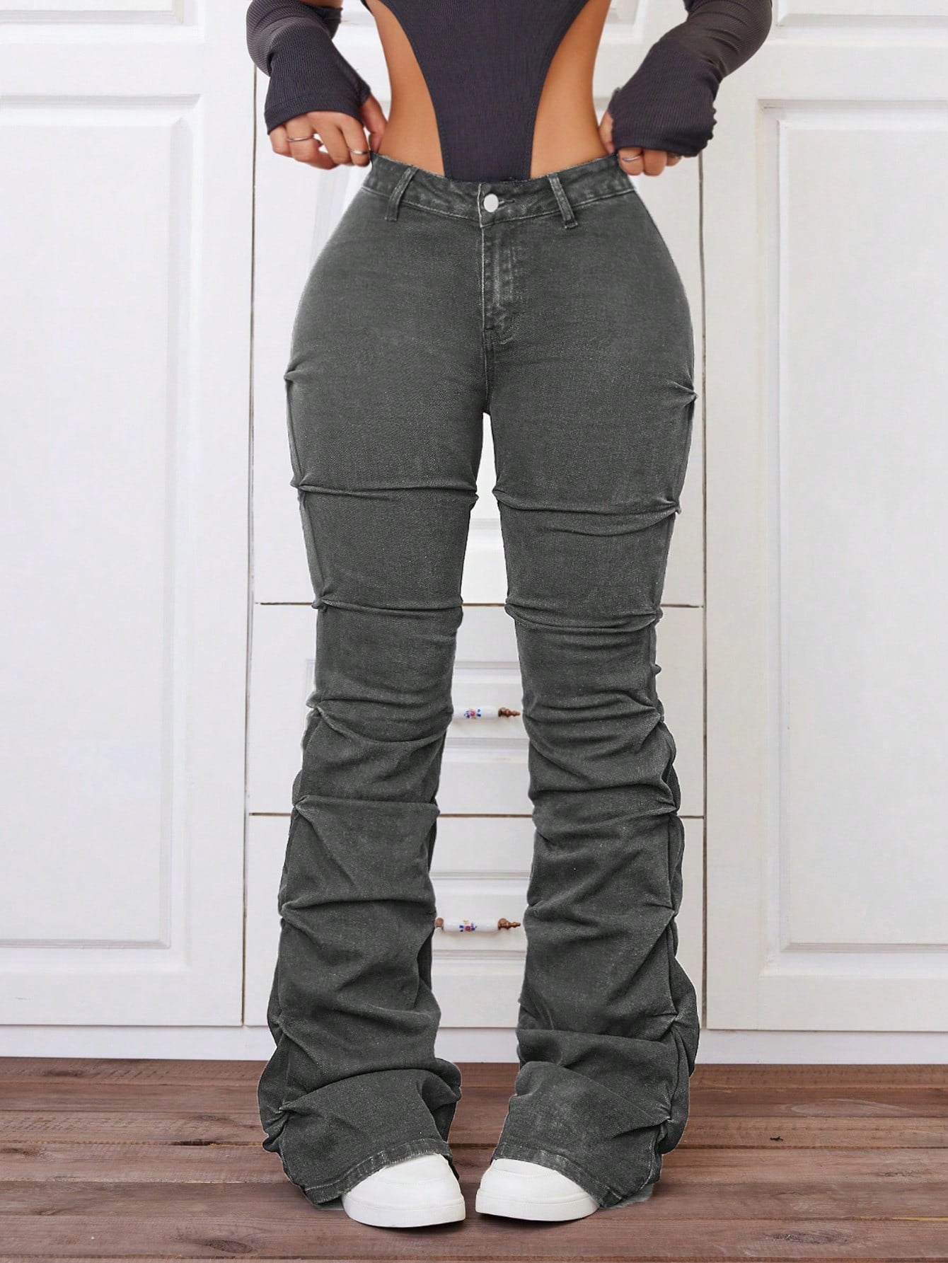 Denim High Waist Flare Pants