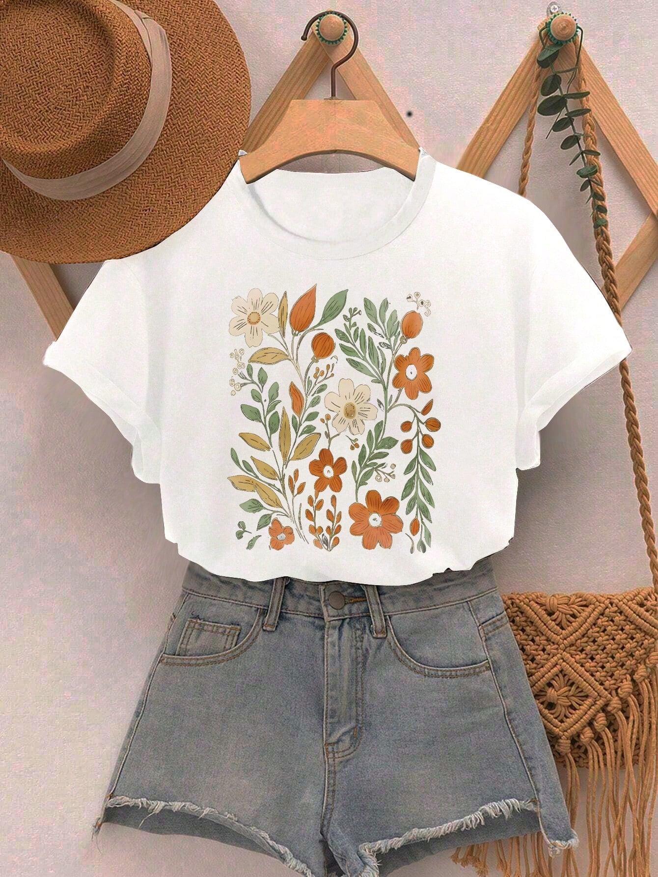 Tween Girl Round Neck Printed Casual Spring Summer T-Shirt