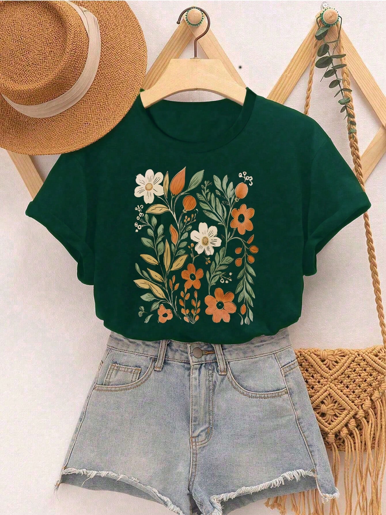 Tween Girl Round Neck Printed Casual Spring Summer T-Shirt