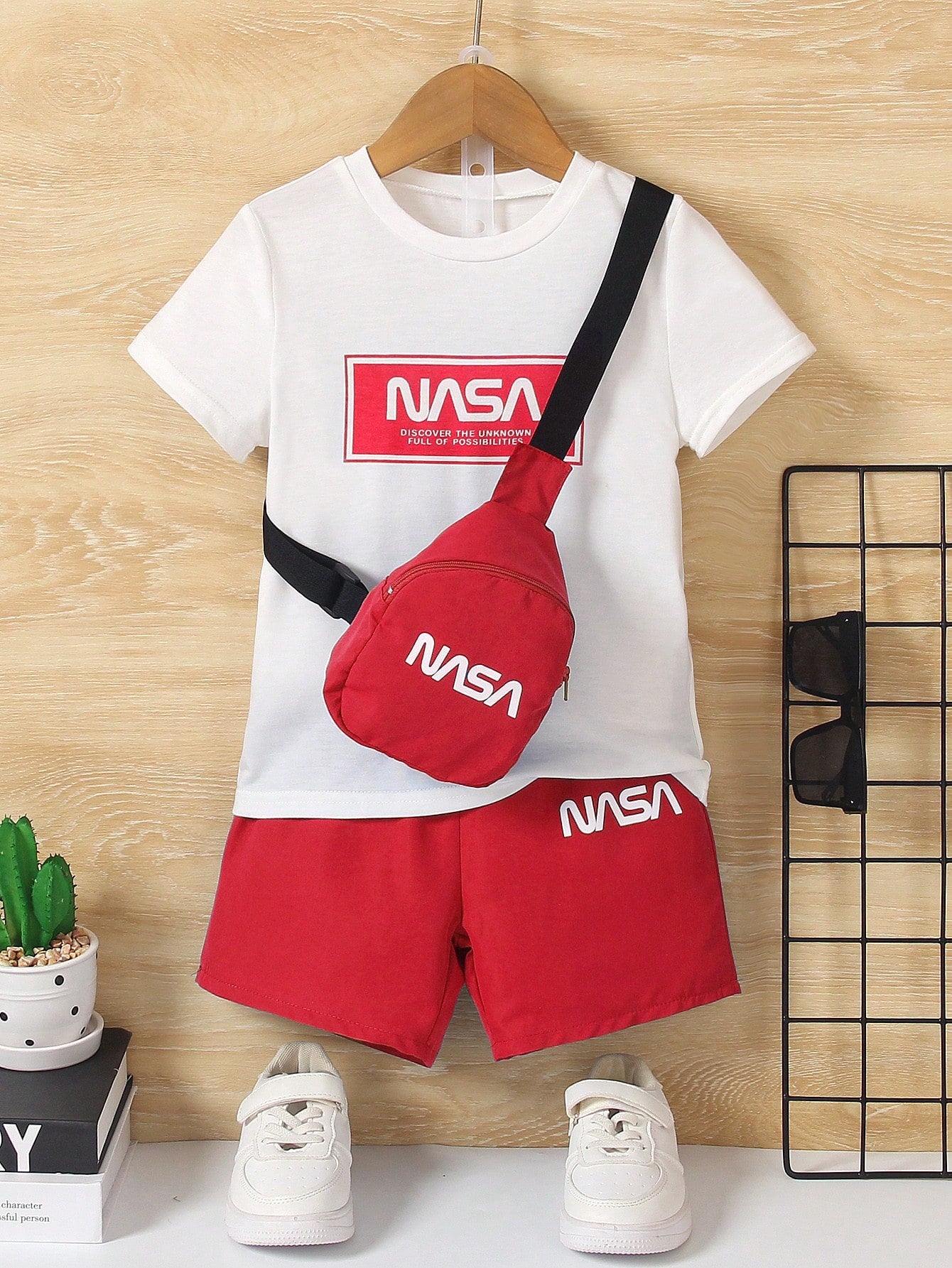 Young Boy 3pcs/Set T-Shirt+Shorts+Backpack Casual Sporty Fashion Streetwear Outfits