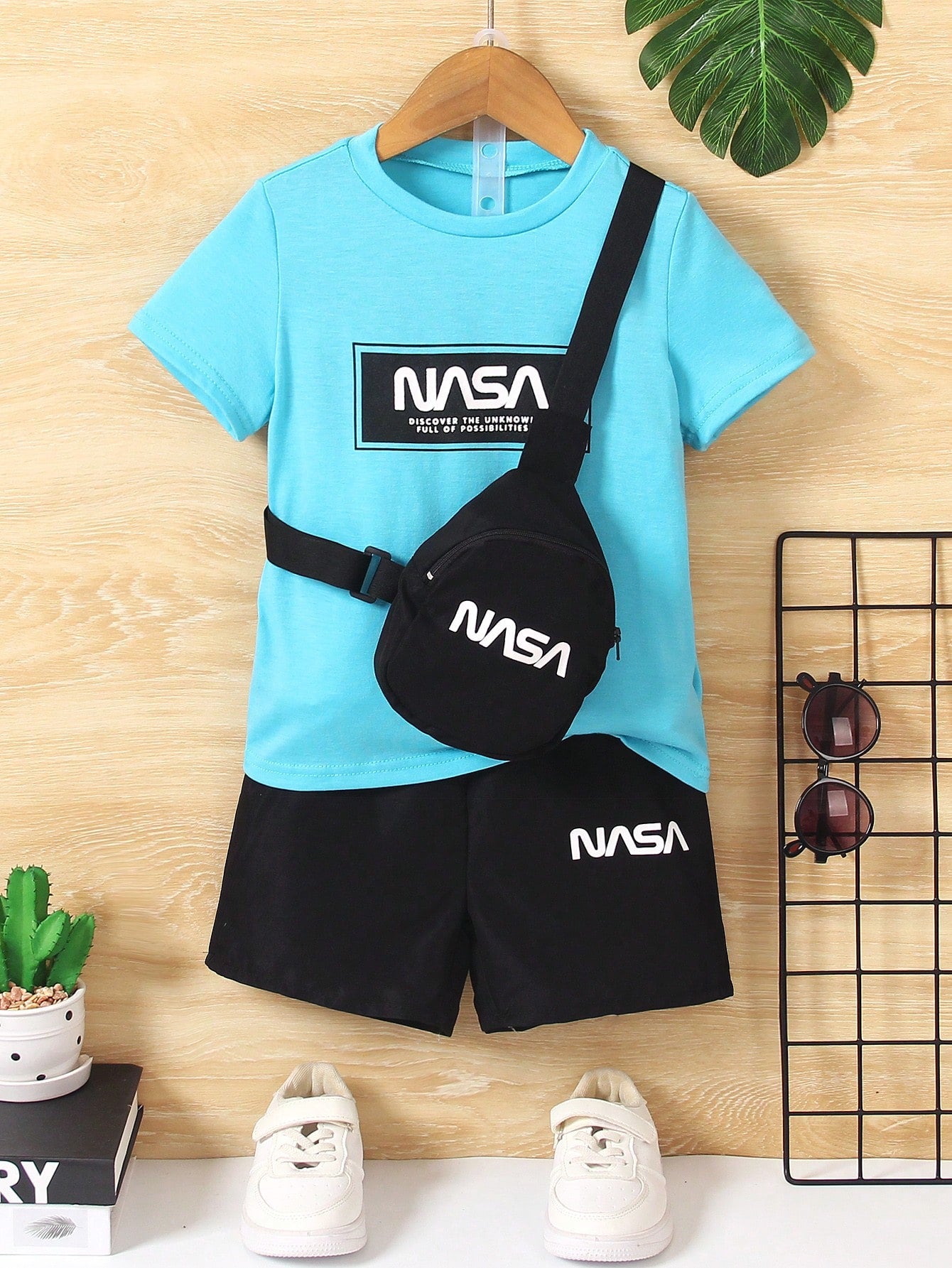 Young Boy 3pcs/Set T-Shirt+Shorts+Backpack Casual Sporty Fashion Streetwear Outfits