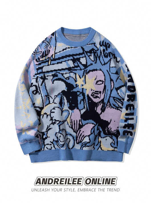 Men Cartoon Graphic Sweater For Dailywear