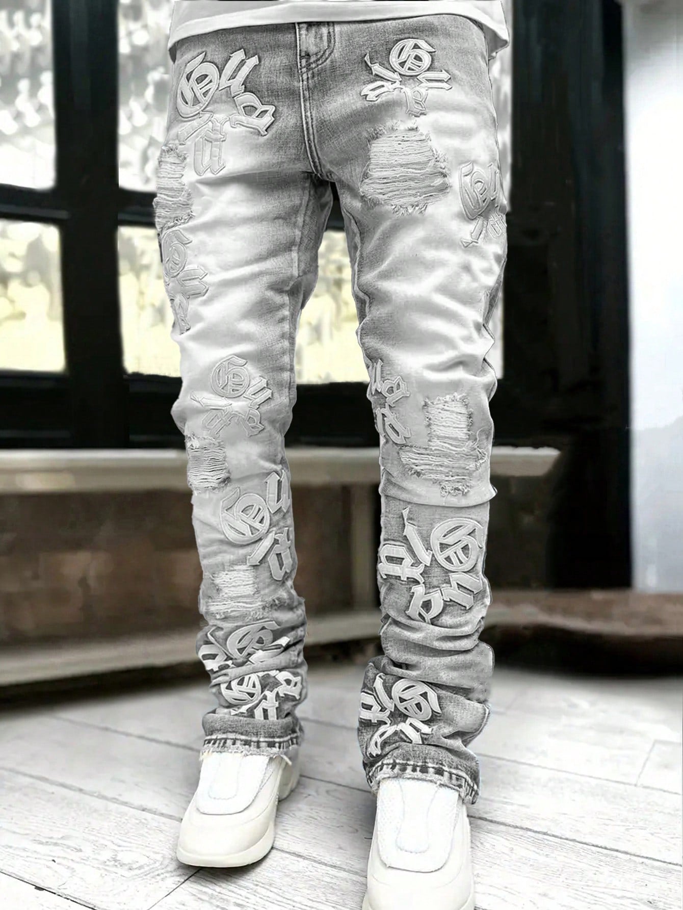 Men's Fashion Embroidered Jeans