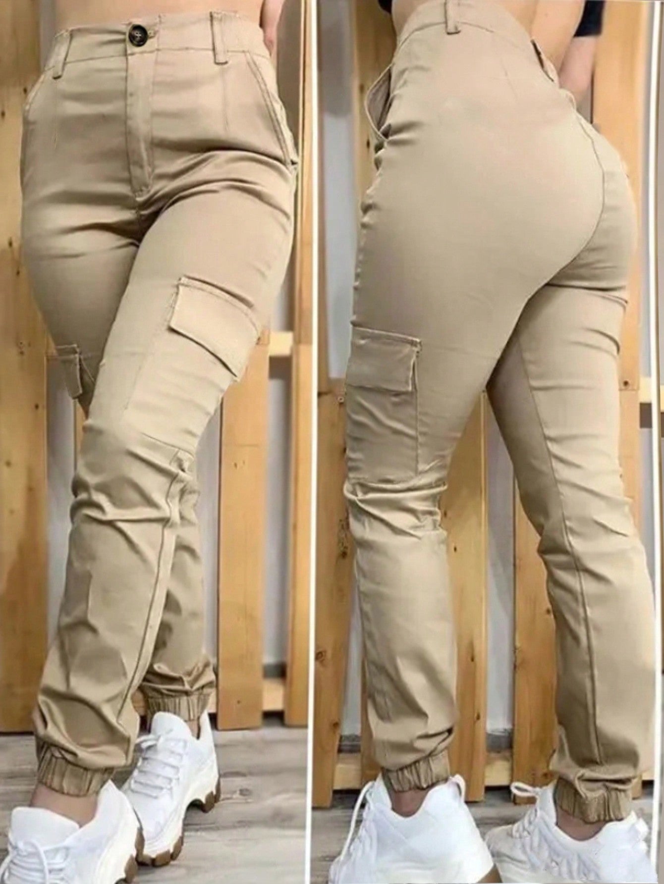 Women's Solid Color Workwear Pocketed Jogger Casual Pants