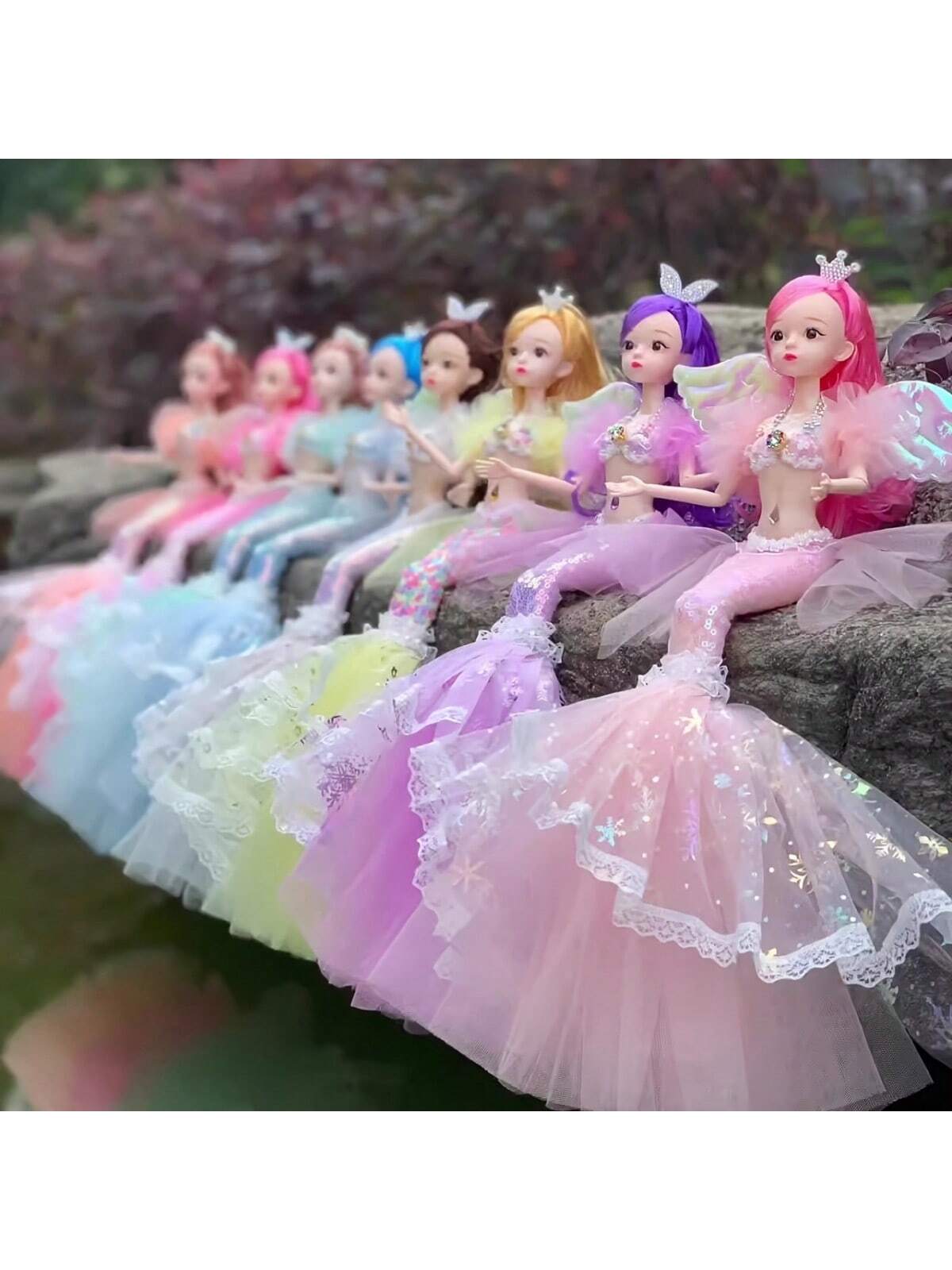 7.71Inch Mermaid Doll Girl, Beautiful Princess Girl Birthday Gift ToyGame House Doll, Dress Up Toy, Room Decoration,Christmas/Halloween/Thanksgiving Gift