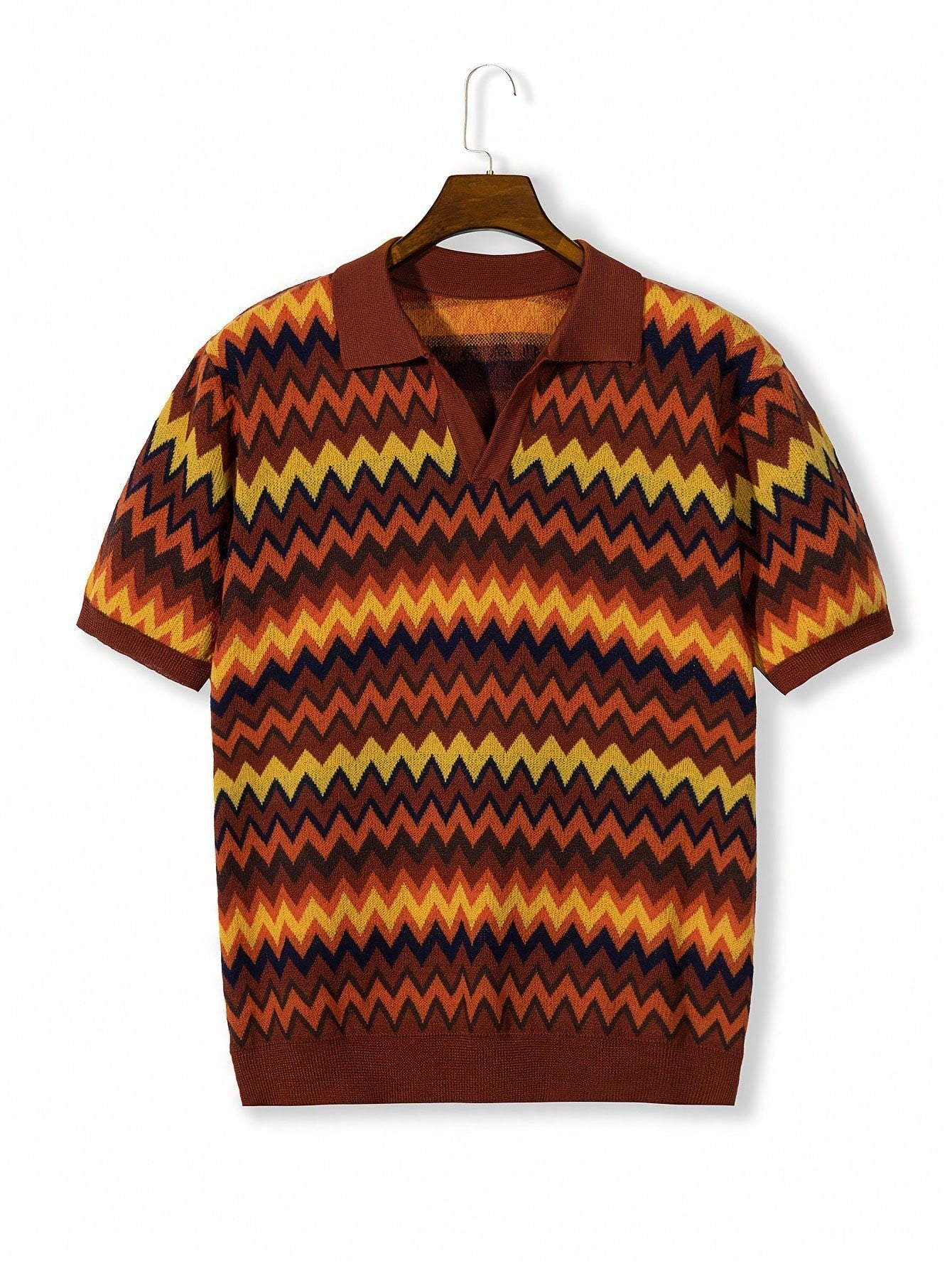 Men's Striped Short-Sleeve Knitted Casual Vacation Top In Color Block