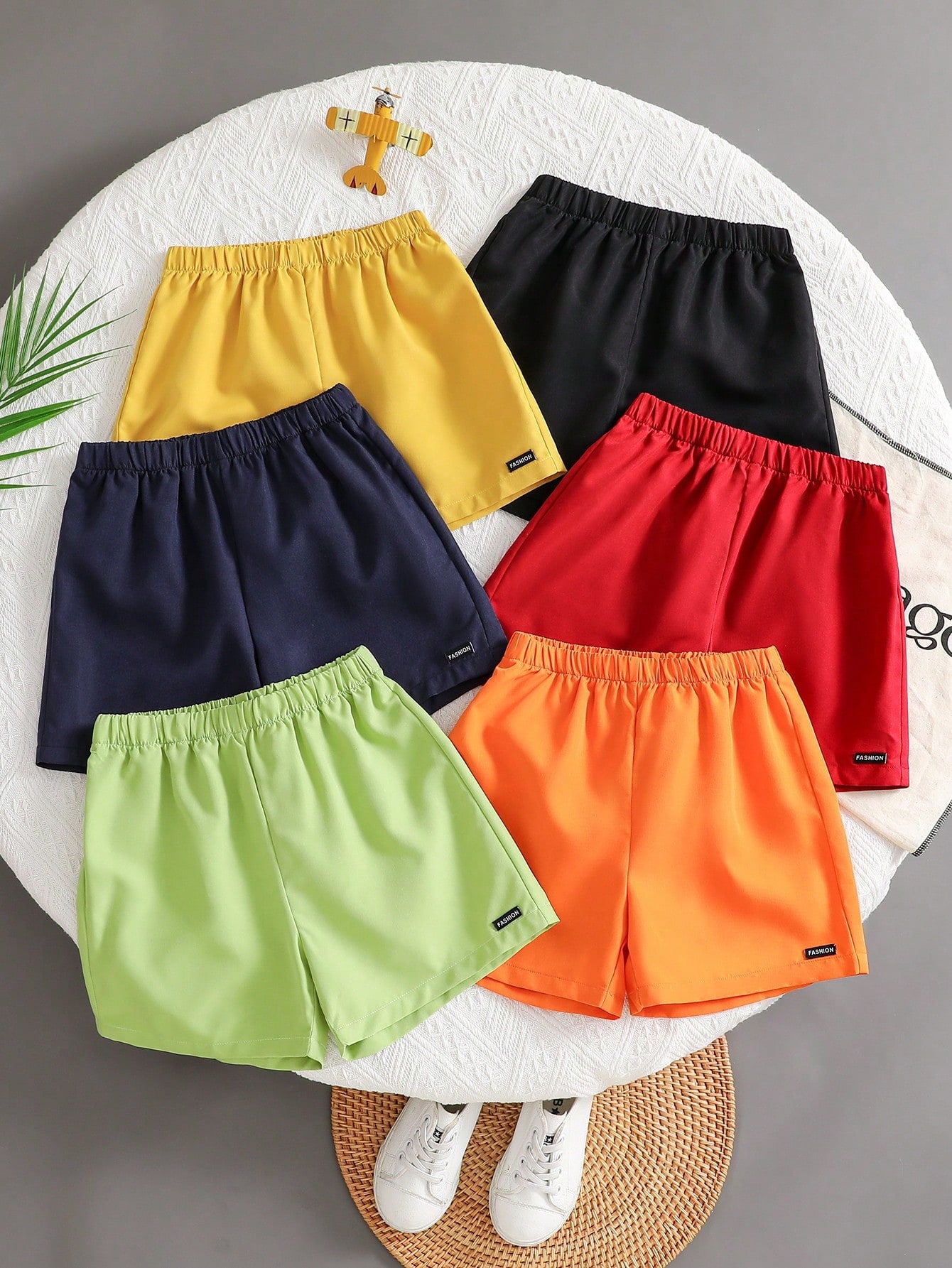 Young Boy Woven Shorts Solid Color 6pcs/Set