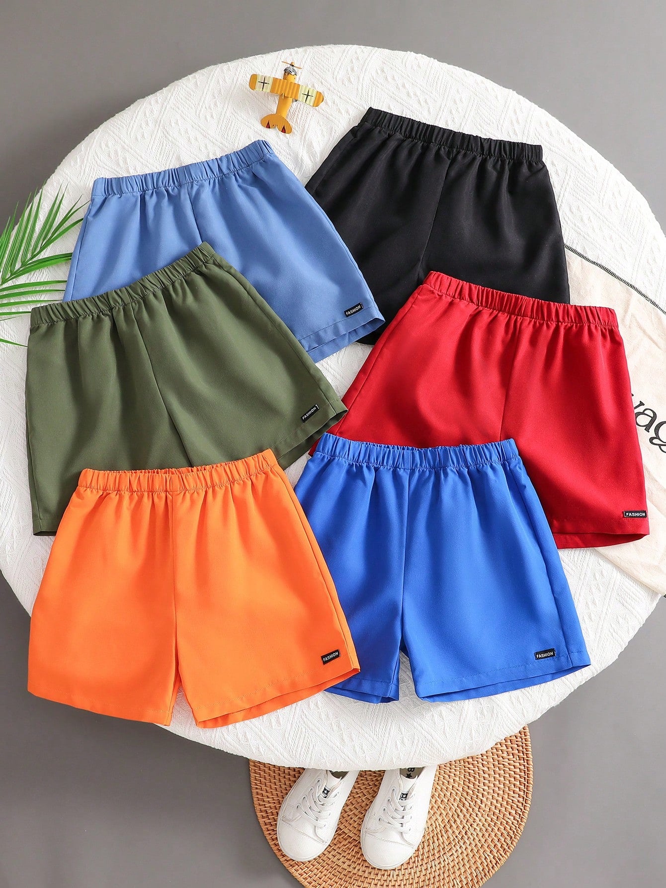 Young Boy Woven Shorts Solid Color 6pcs/Set