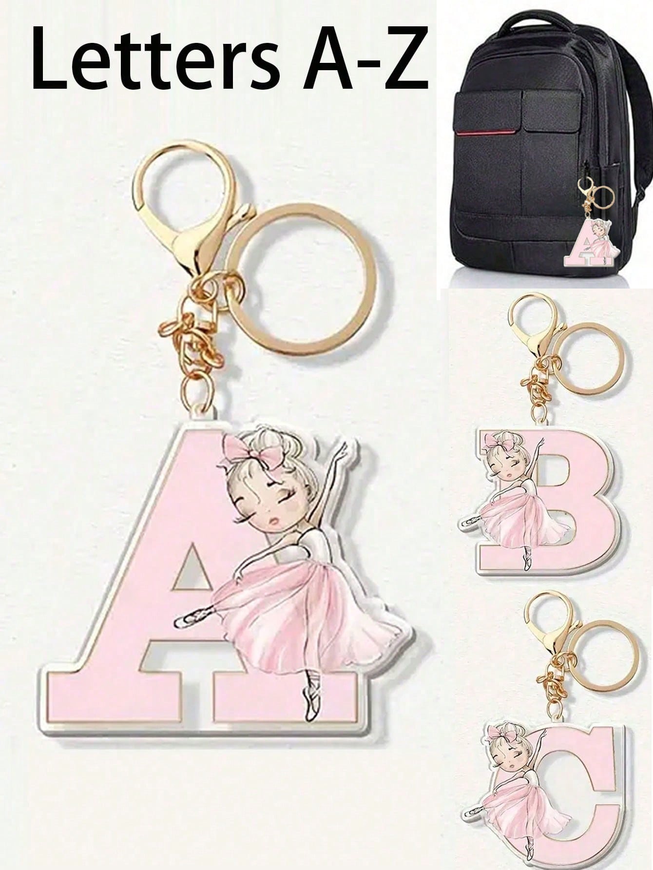 1pc Adorable Ballerina Girl Letter Acrylic Keychain - Fashionable Reversible Design With Personalized Lettering, Perfect As A Thoughtful Birthday Gift For Girls, Classmates, Friends - Headphone Pendant Accessory