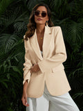 Women's Spring/Autumn Solid Color Patch Collar Long Sleeve Daily Commuting Suit Jacket