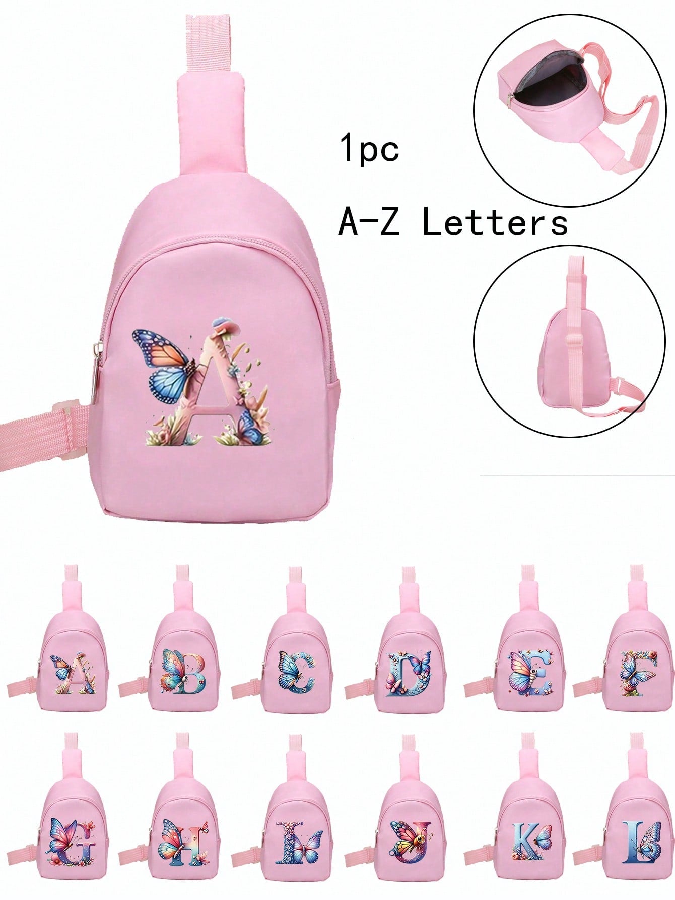 1PC Boys And Girls Nylon Zipper Closed Monogram Print Stylish Small Chest Bag, All In One Casual Bag Suitable For Everyday Use