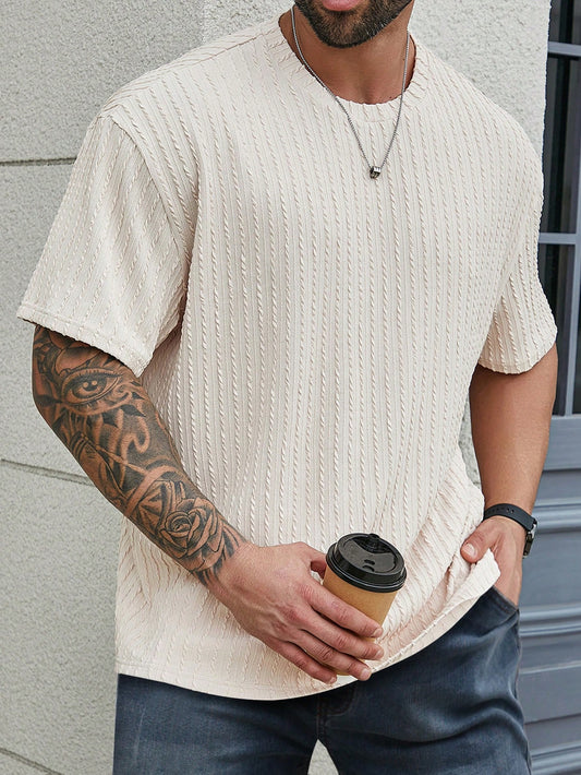 Men's Plus Size Solid Color Round Neck Short Sleeve Casual T-Shirt, Summer