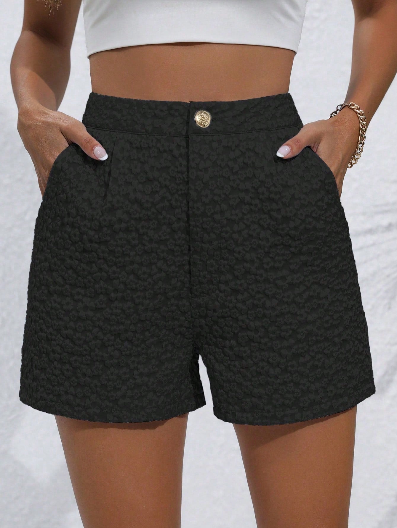 Random Jacquard Shorts With Diagonal Pockets