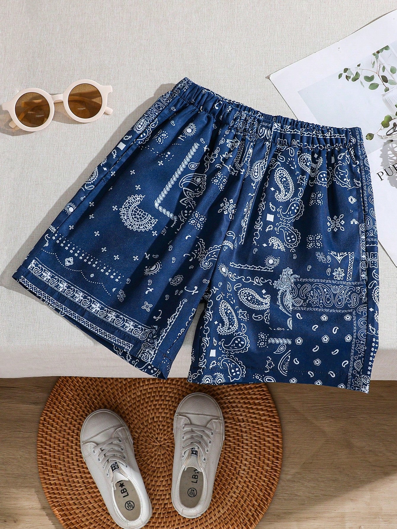 Young Boy Paisley Scarf Print Shorts