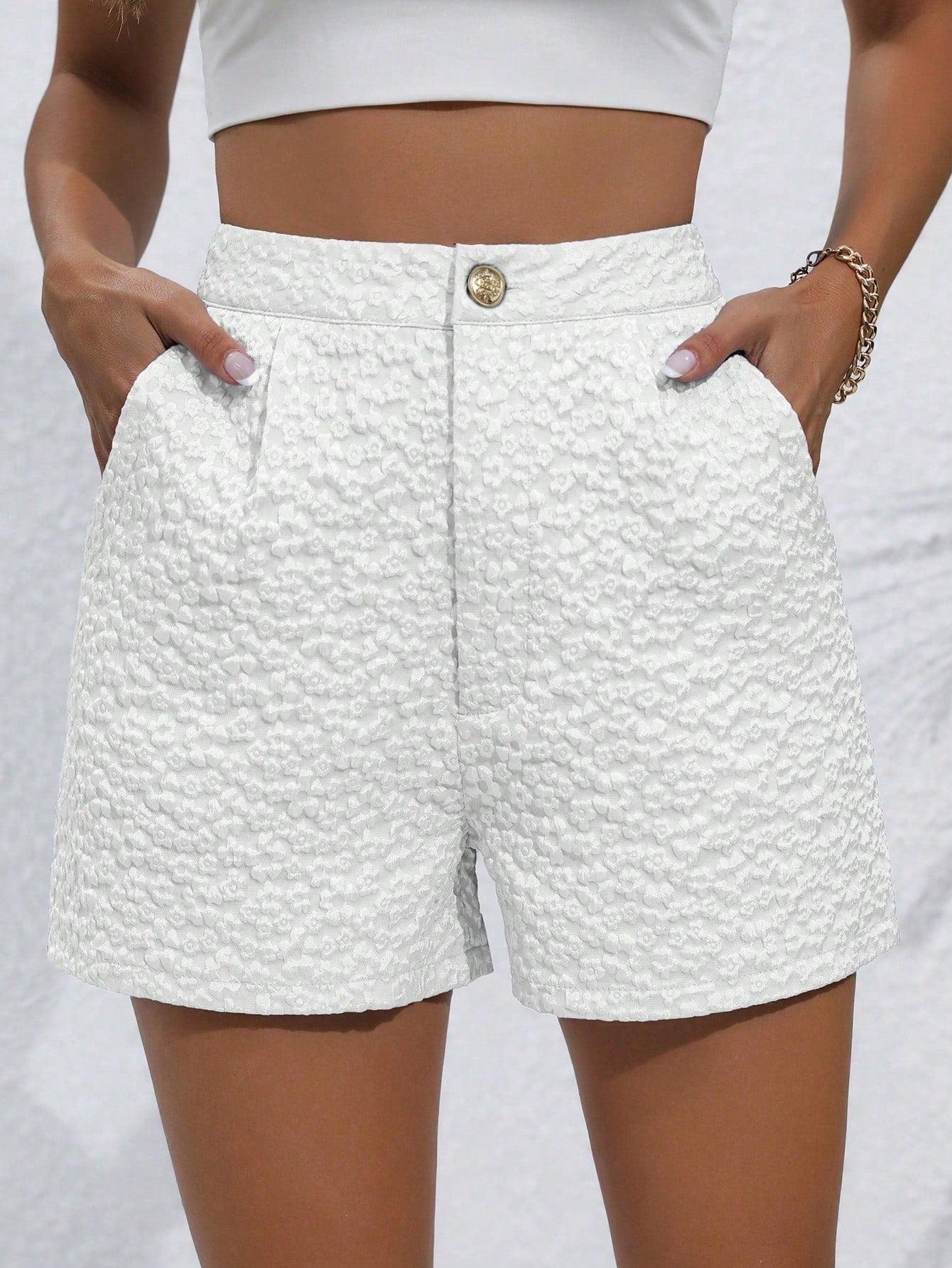 Random Jacquard Shorts With Diagonal Pockets