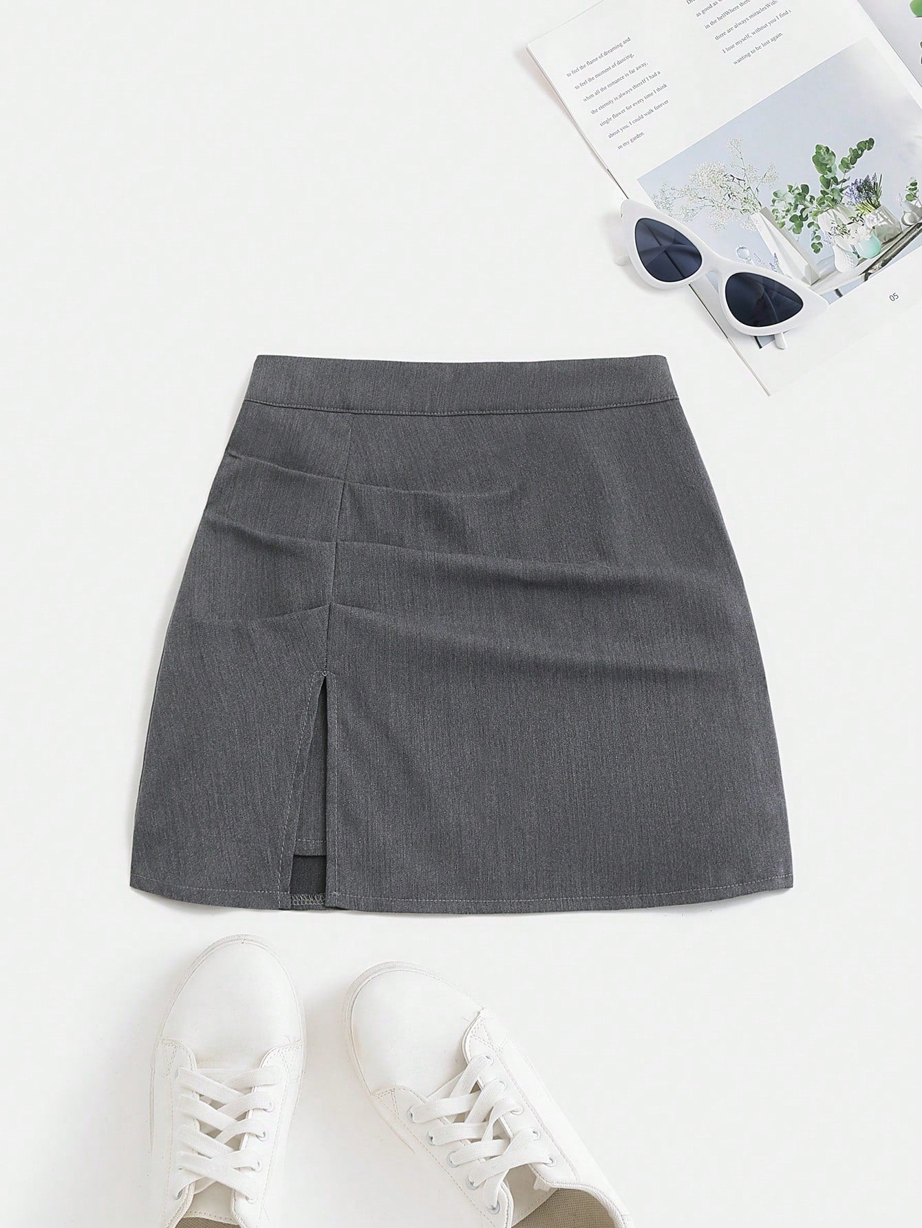 American-Style Design High Waist Split A-Line Skirt, Suit Style Skirt For Women