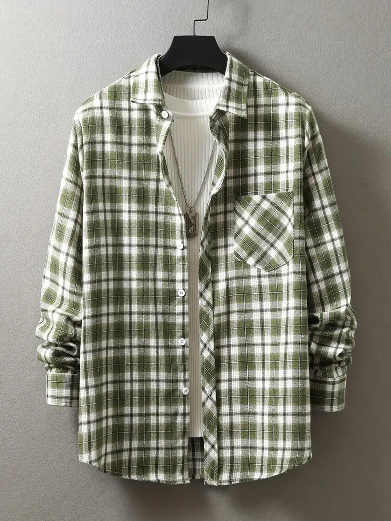 Men Plaid Print Shirt Without Tee