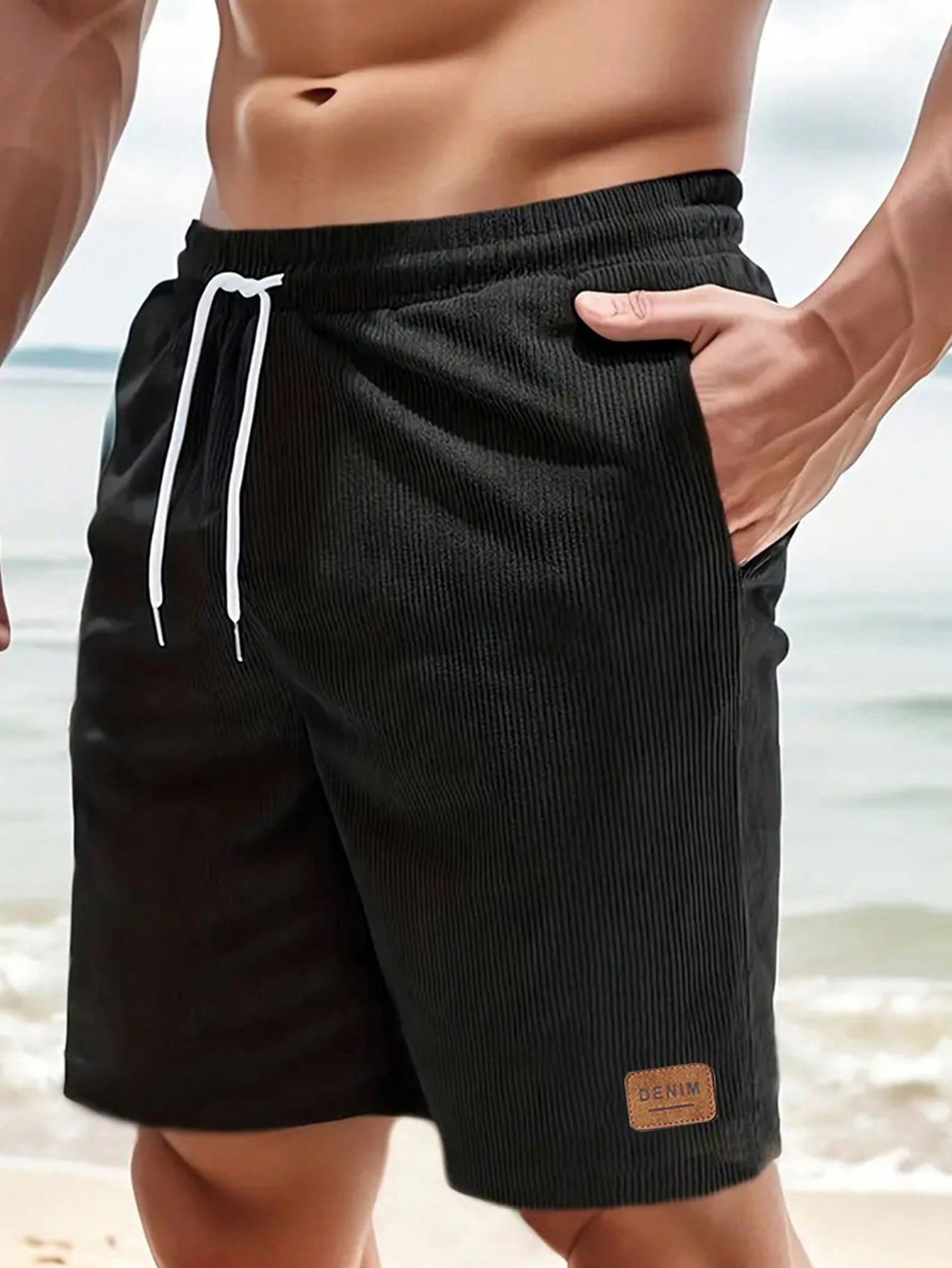 Men's Solid Color Drawstring Shorts With Pockets, Summer Casual Shorts