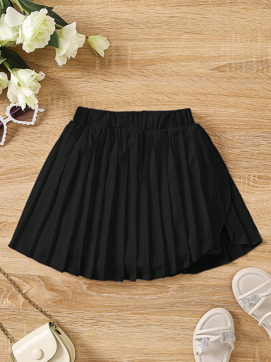 Young Girls  Solid Pleated Skort