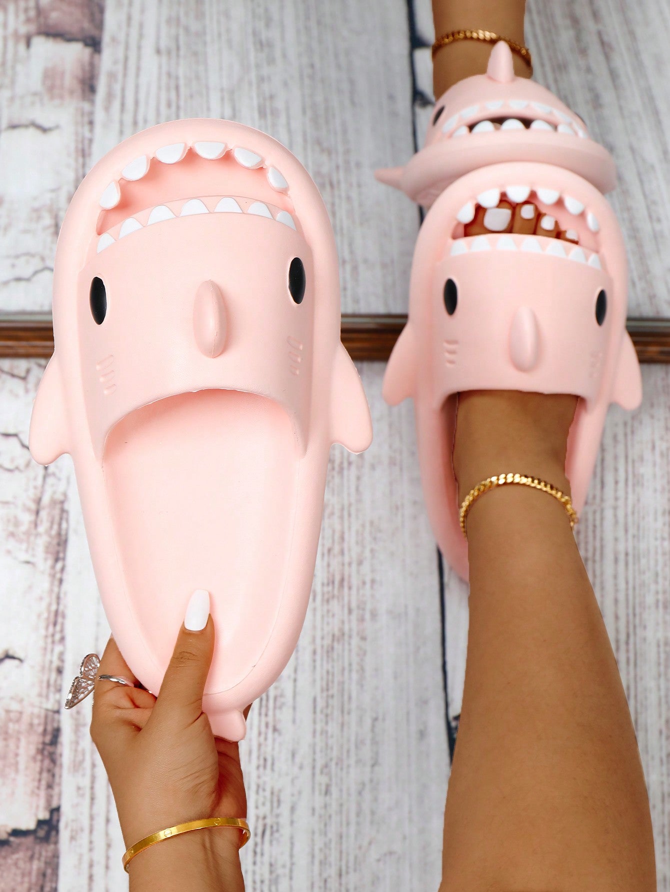 Fun Shark Shaped Slippers Open Toe Beach Slides, For Women