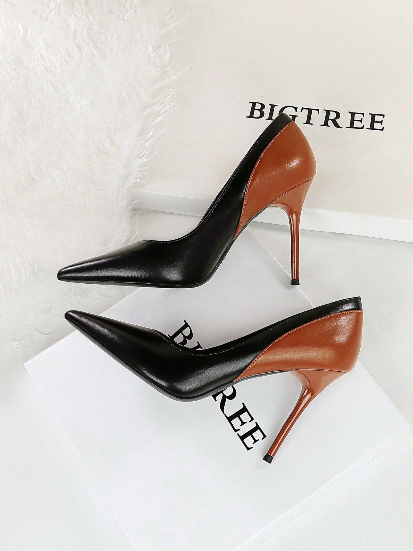 Vintage Style High Heels Thin Heels Party Women's Shoes, Spring/Autumn New Arrival Super High Shoes In Color Block Design With Pointed Shallow Mouth