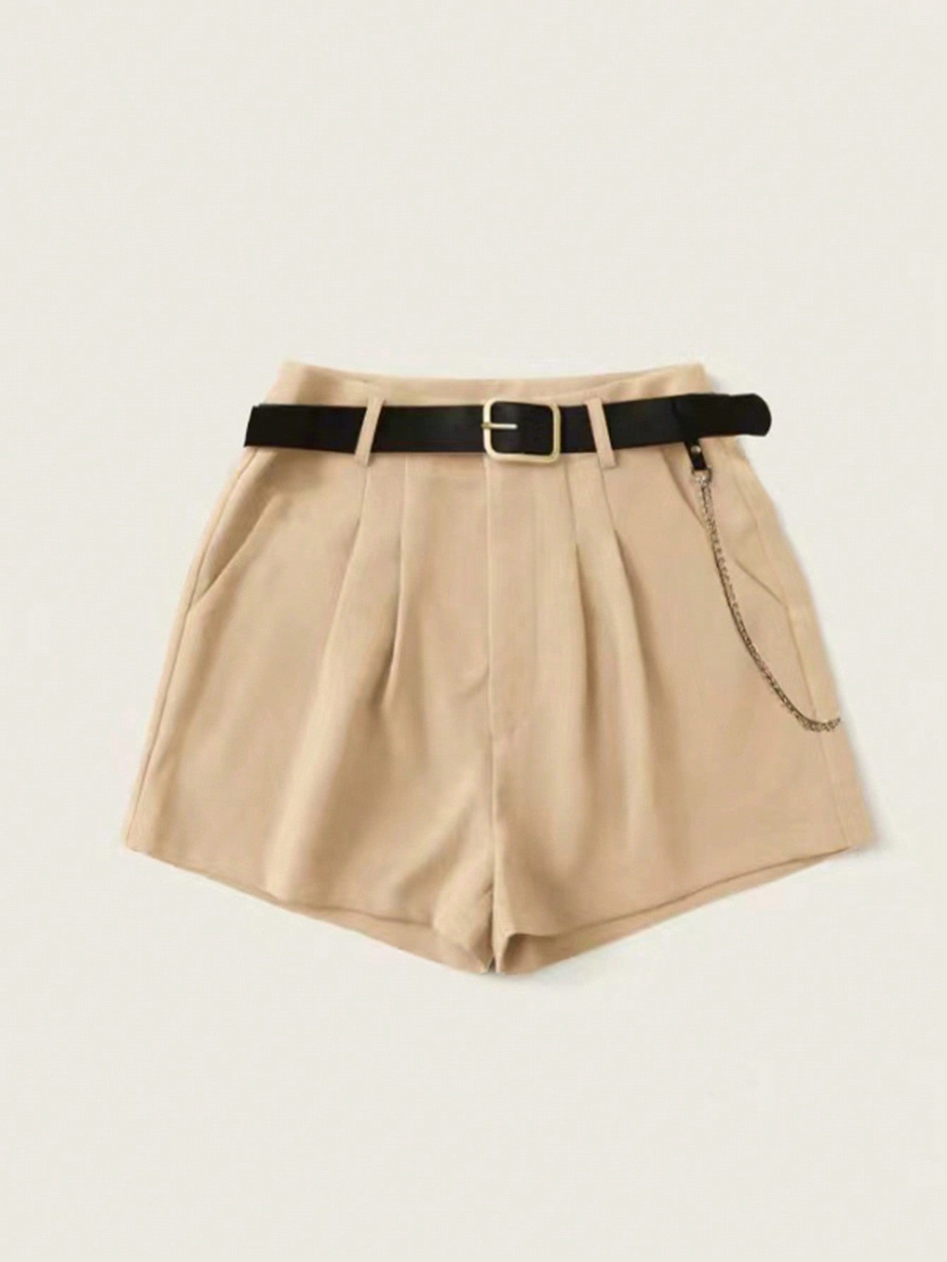 Summer Holiday Solid Color Pleated Loose Casual Shorts