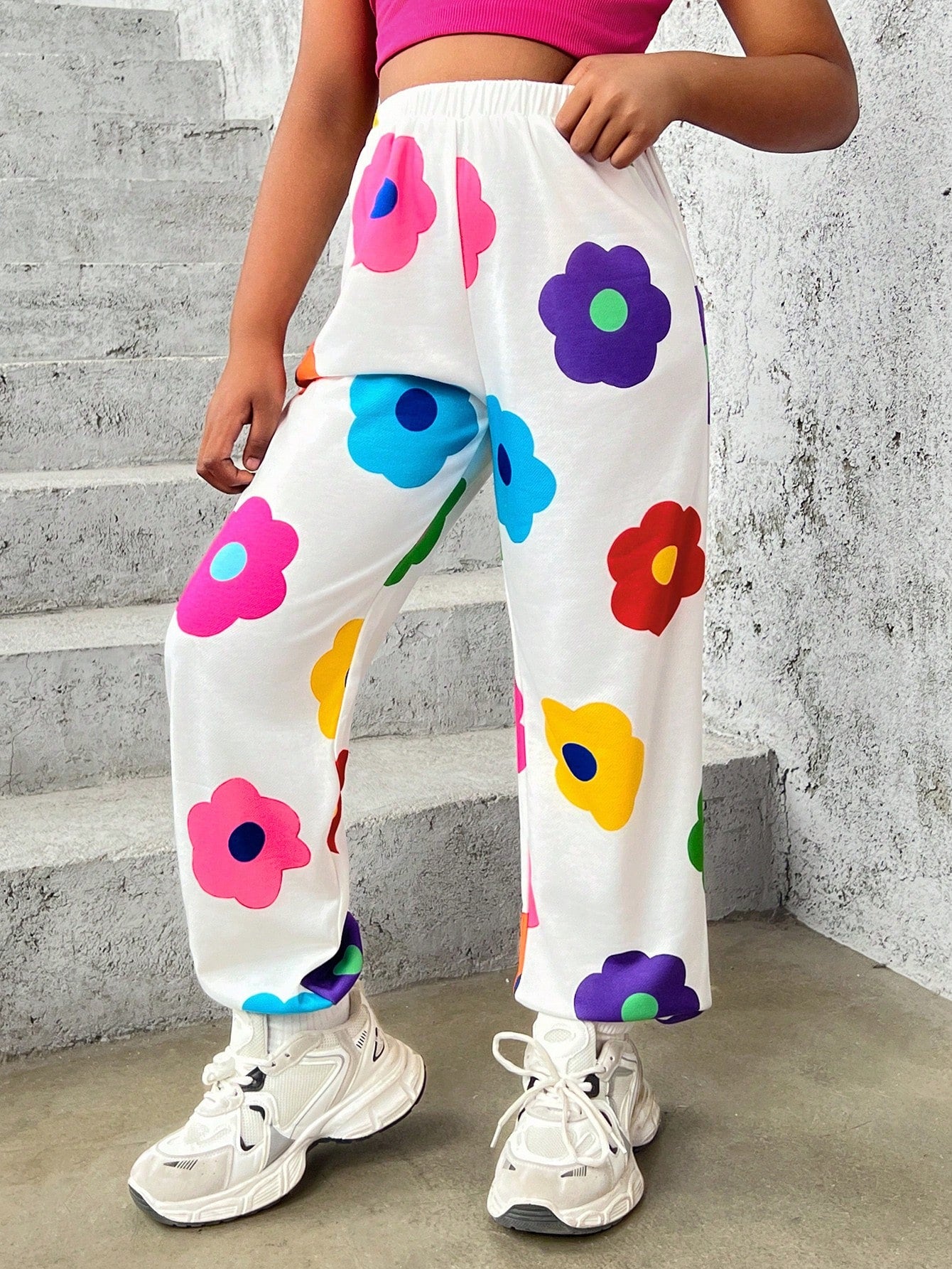 Tween Girls' Sporty & Leisure Colorful Floral Printed Jogger Pants