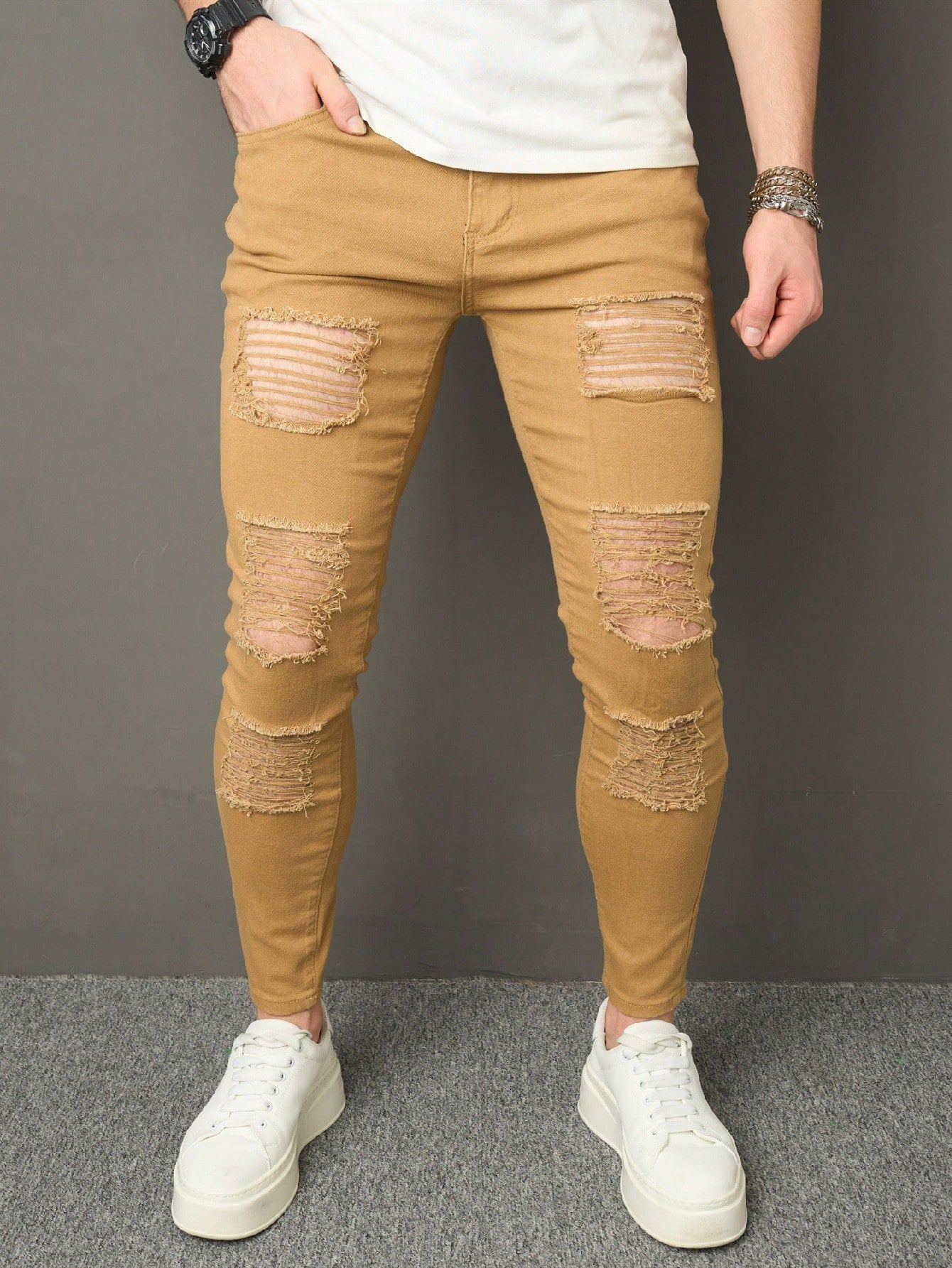 Men Cotton Ripped Jeans