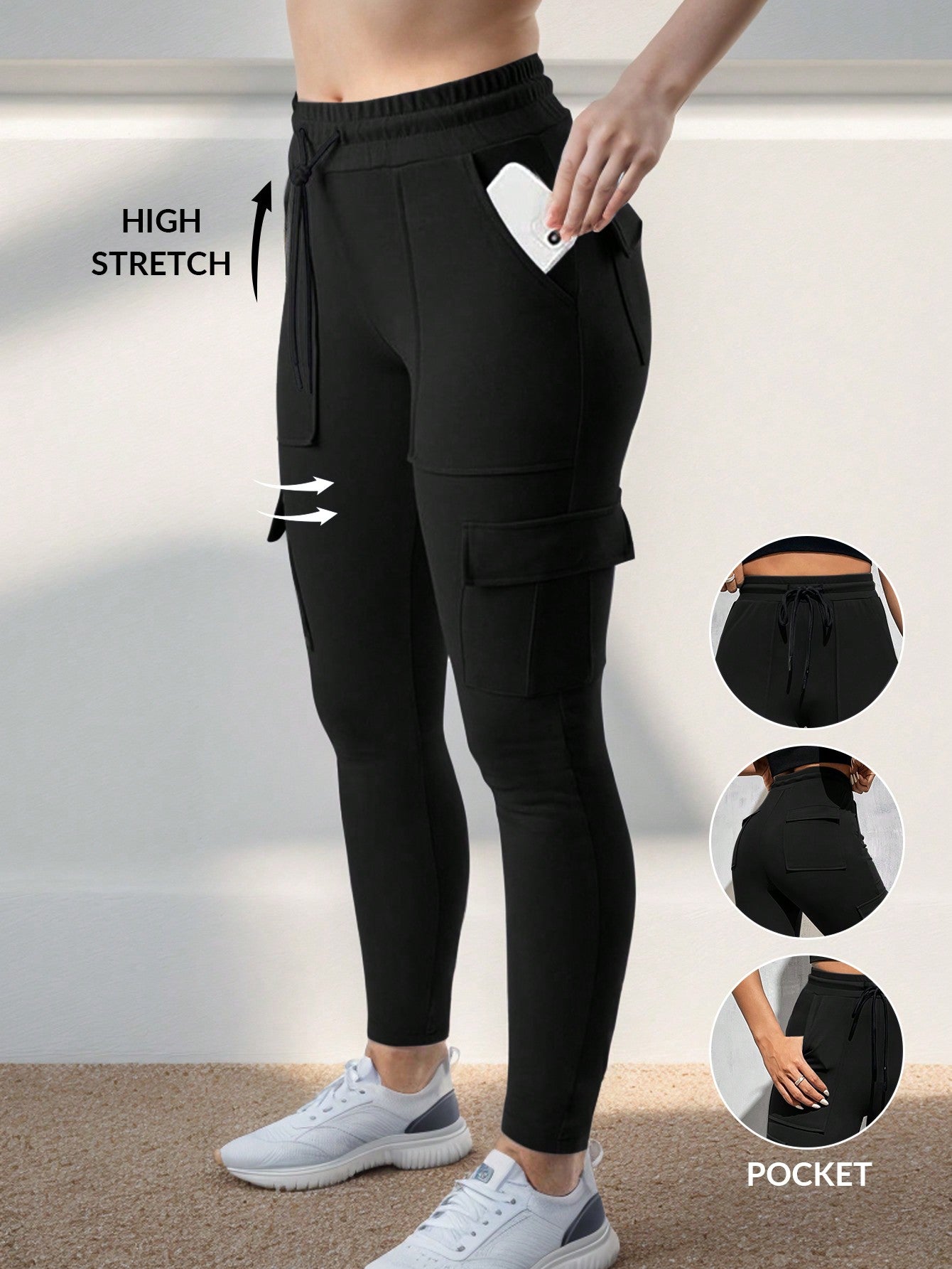 Black Knitted Stretchy Women's Leggings