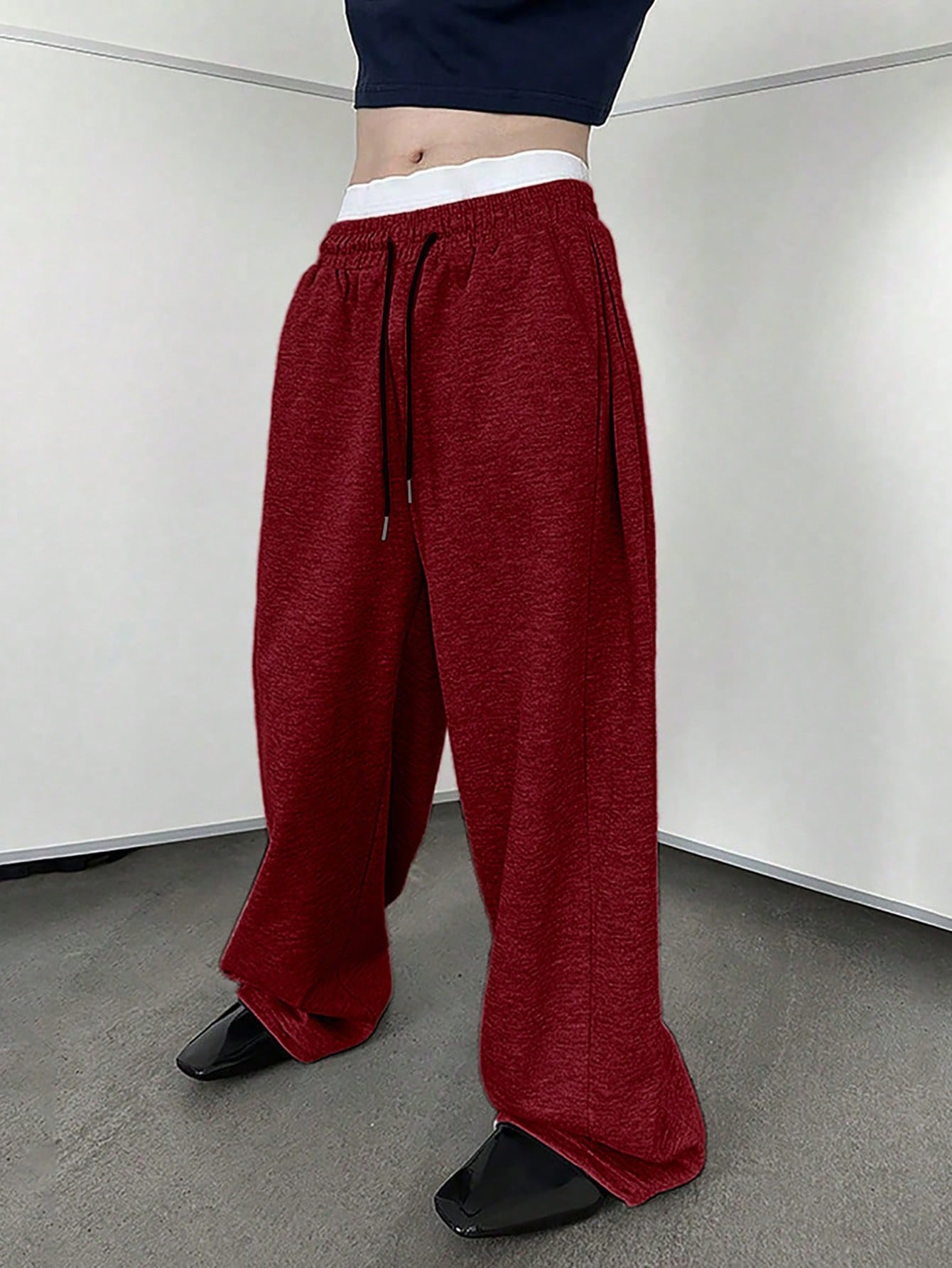 Men's Drawstring Waist Wide Leg Loose Fit Sweatpants