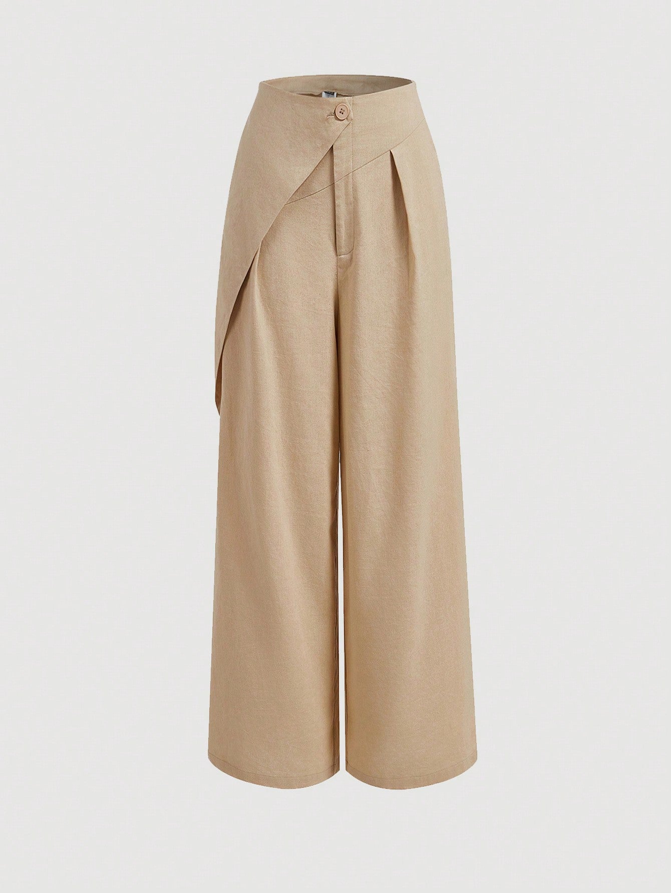 Women's Irregular Waist High Waisted Wide Leg Linen Pants