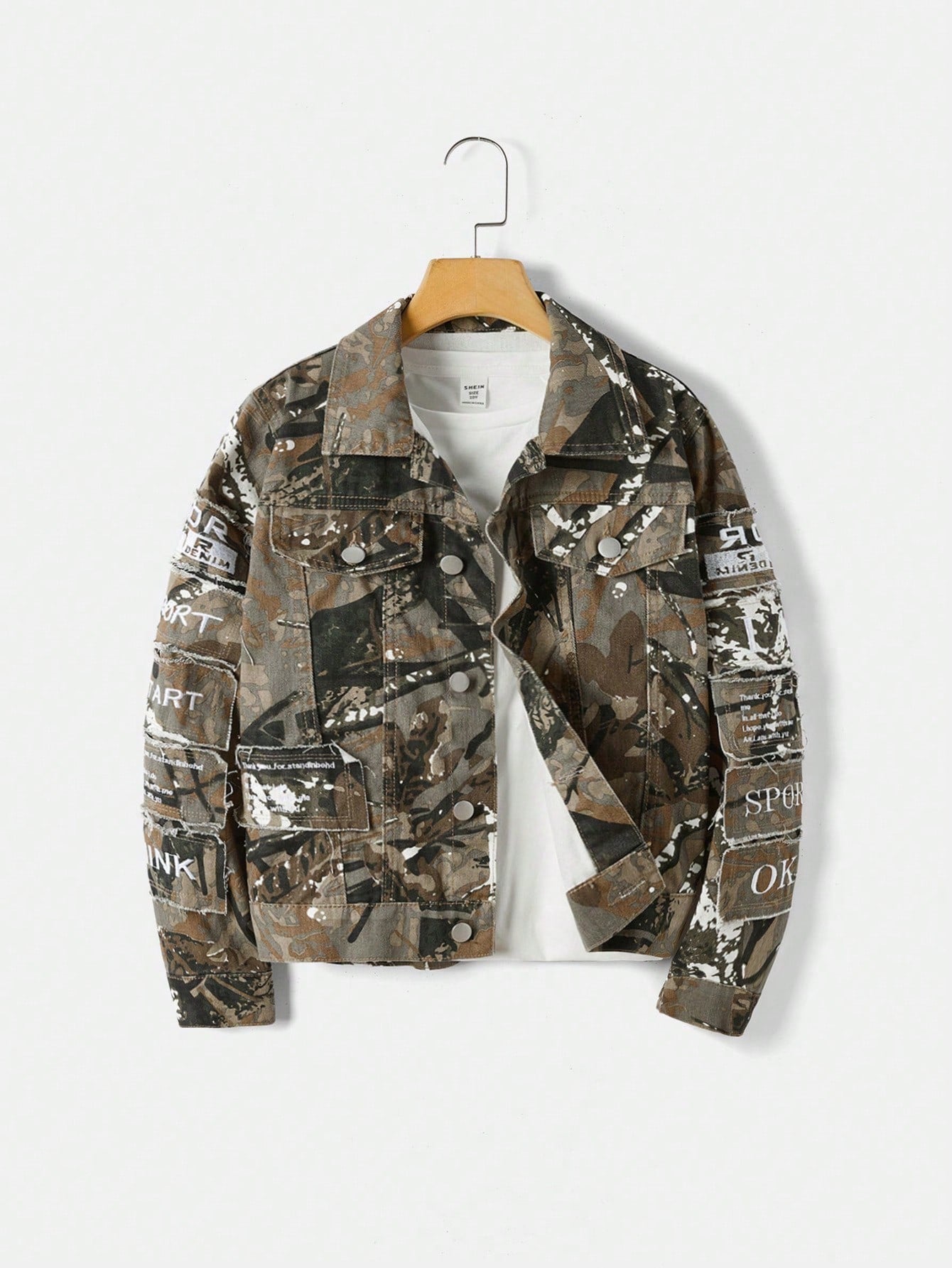 Teenage Boys' Vintage Camouflage Cool Streetwear Personalized Jacket